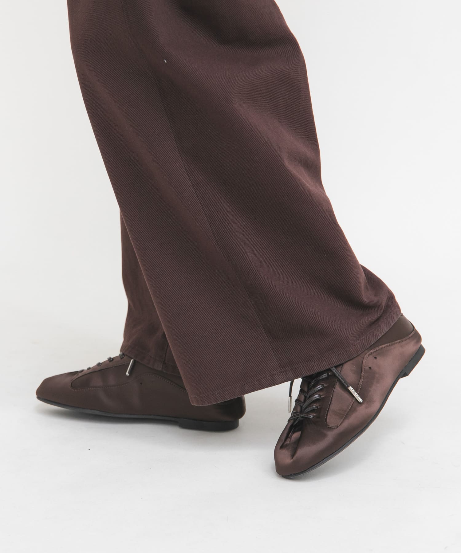 タンデザインサテンスニーカー BROWN 36