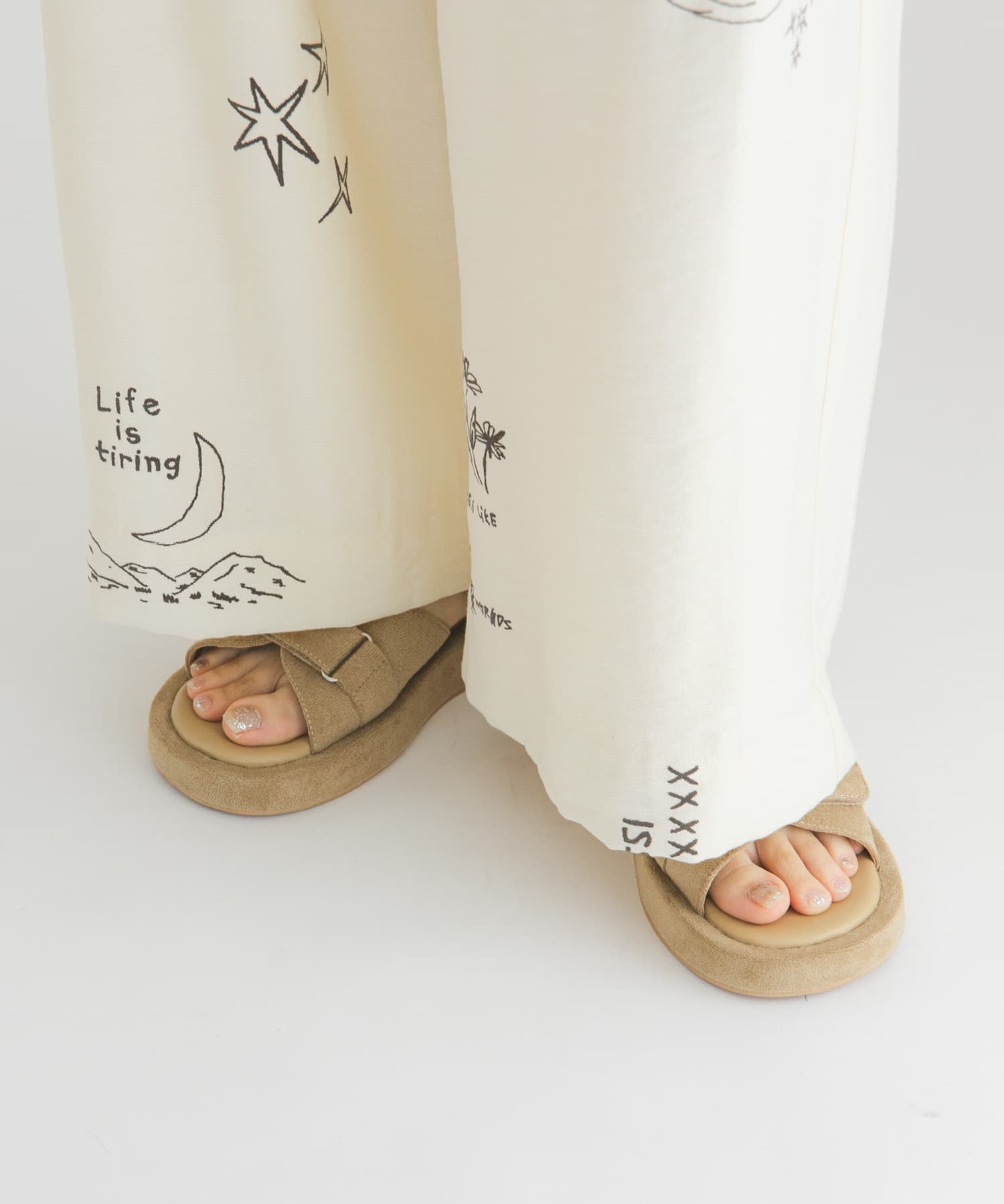 ベルトデザインプラットフォームサンダル BEIGE 36