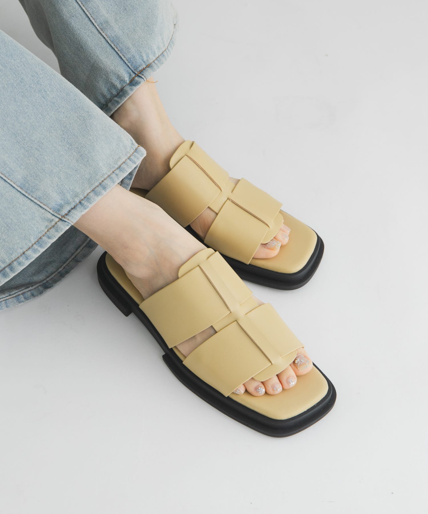 センターラインダブルストラップサンダル YEL BEIGE 36