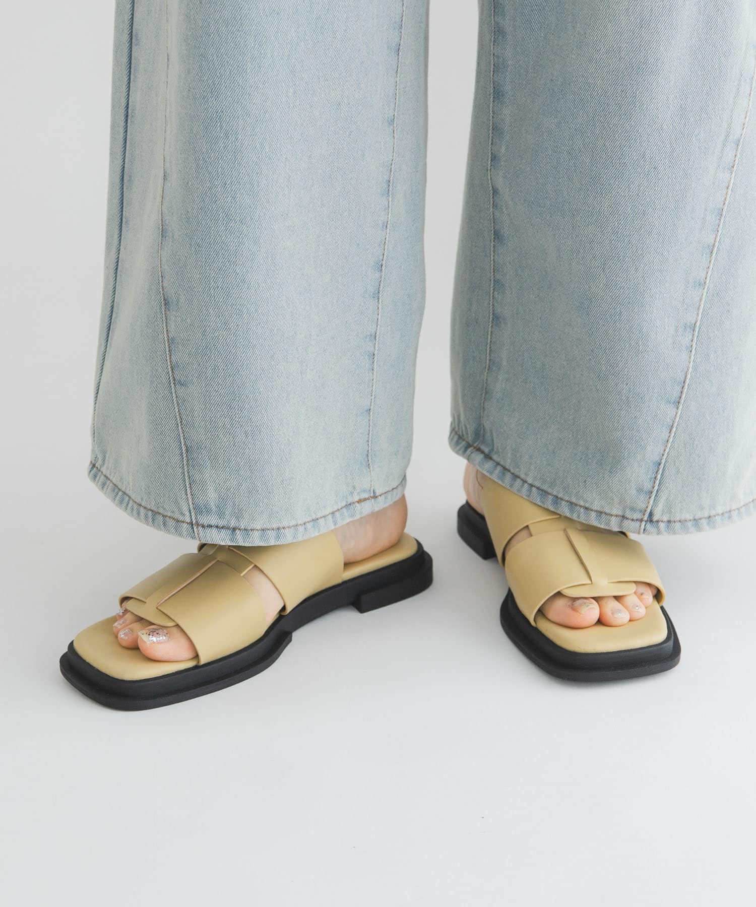 センターラインダブルストラップサンダル YEL BEIGE 36