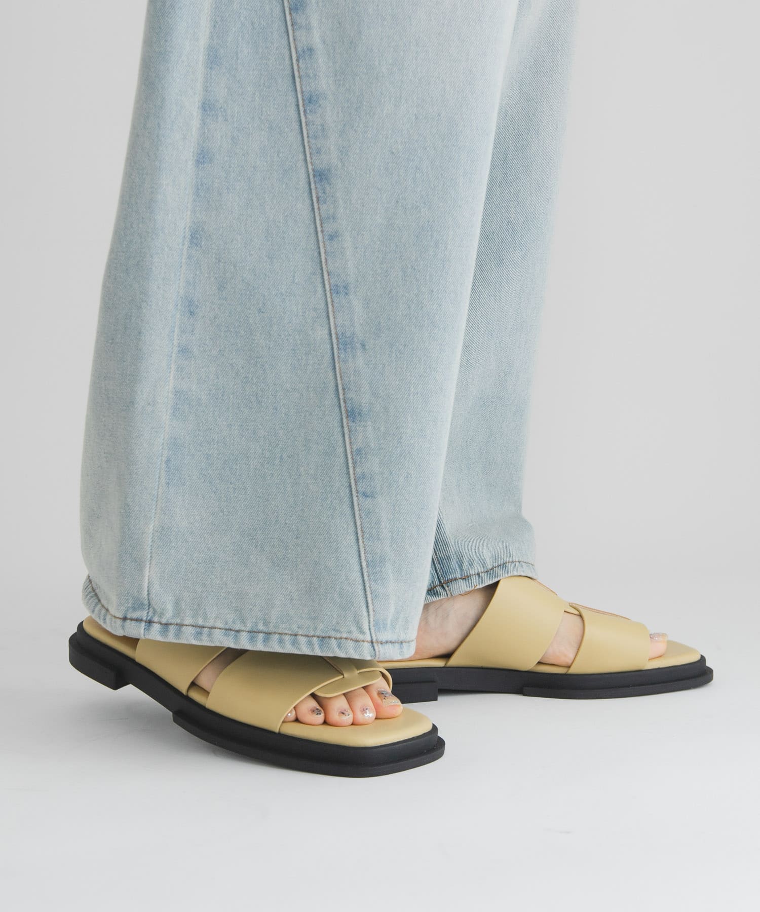 センターラインダブルストラップサンダル YEL BEIGE 36