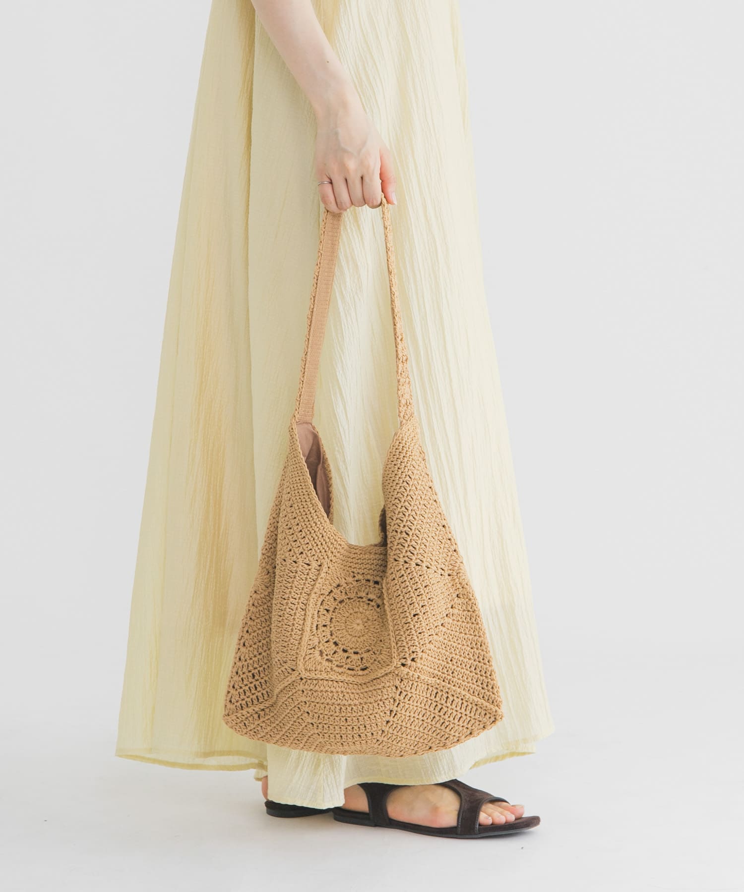ラウンドパッチワークワンハンドルBAG AMBER One