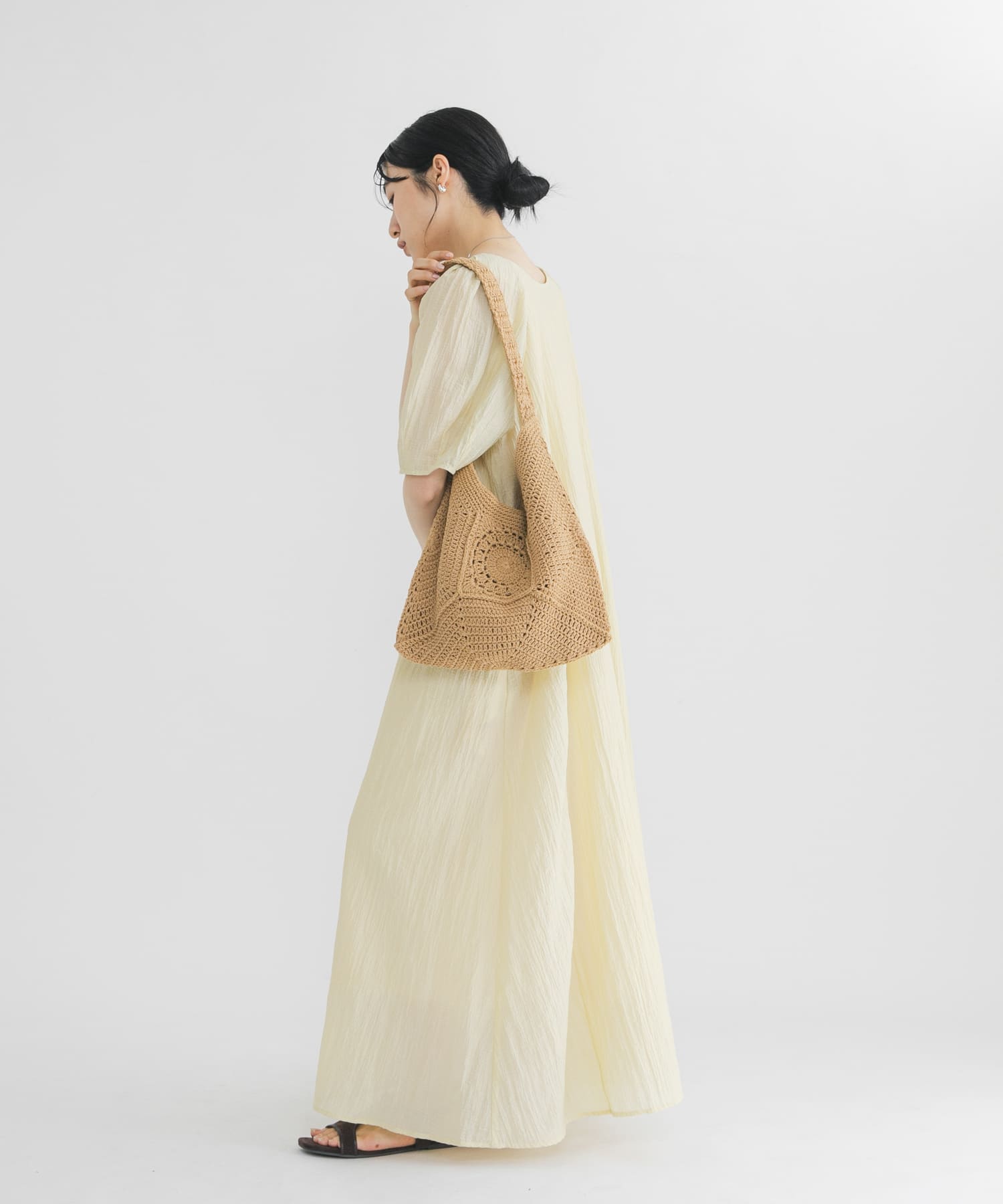 ラウンドパッチワークワンハンドルBAG AMBER One