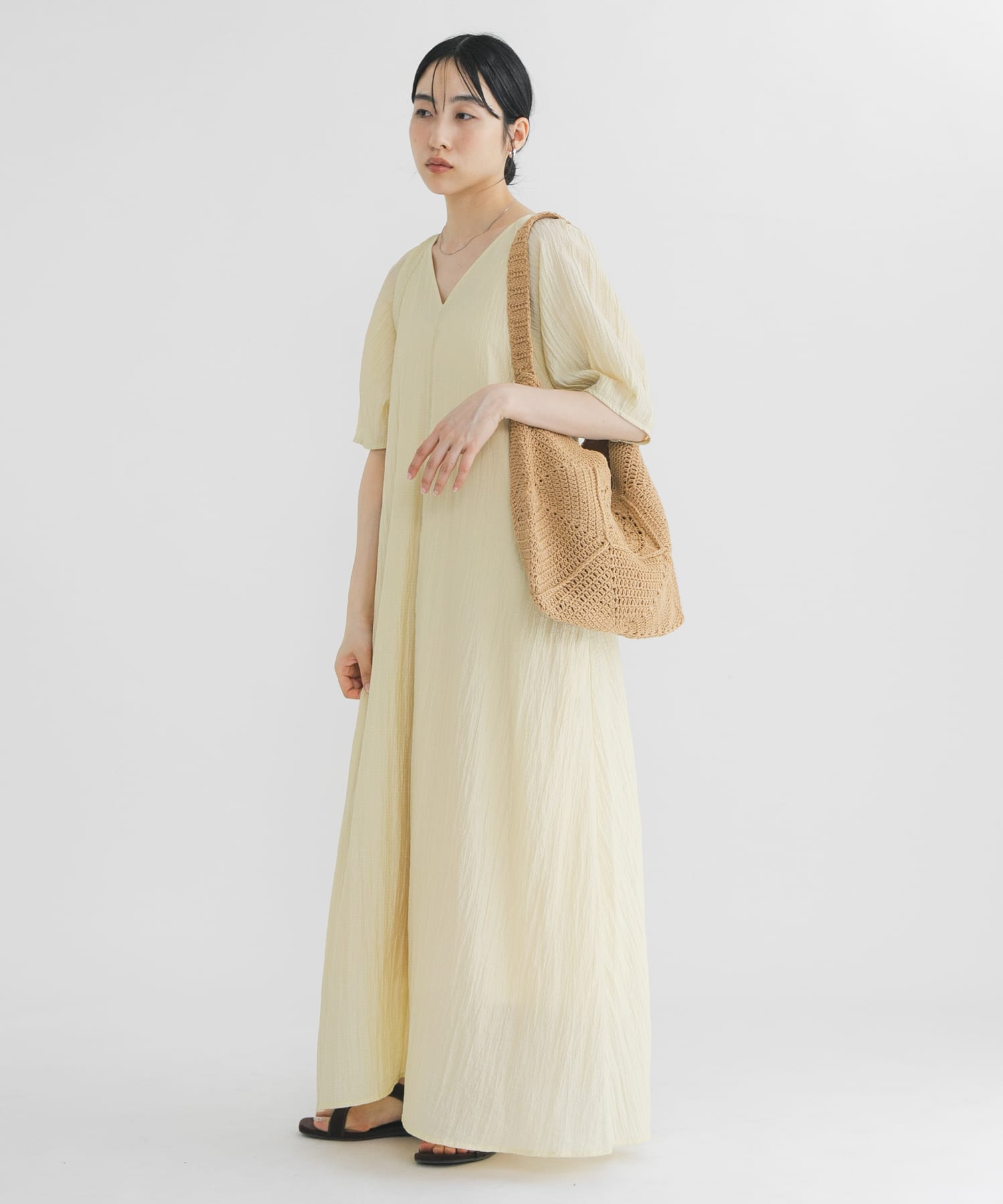 ラウンドパッチワークワンハンドルBAG AMBER One