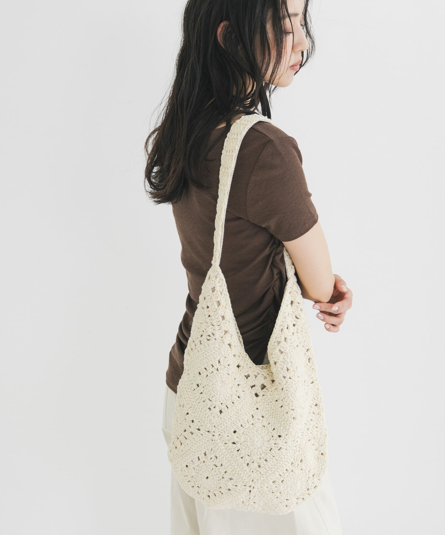 ラウンドパッチワークワンハンドルBAG IVORY One