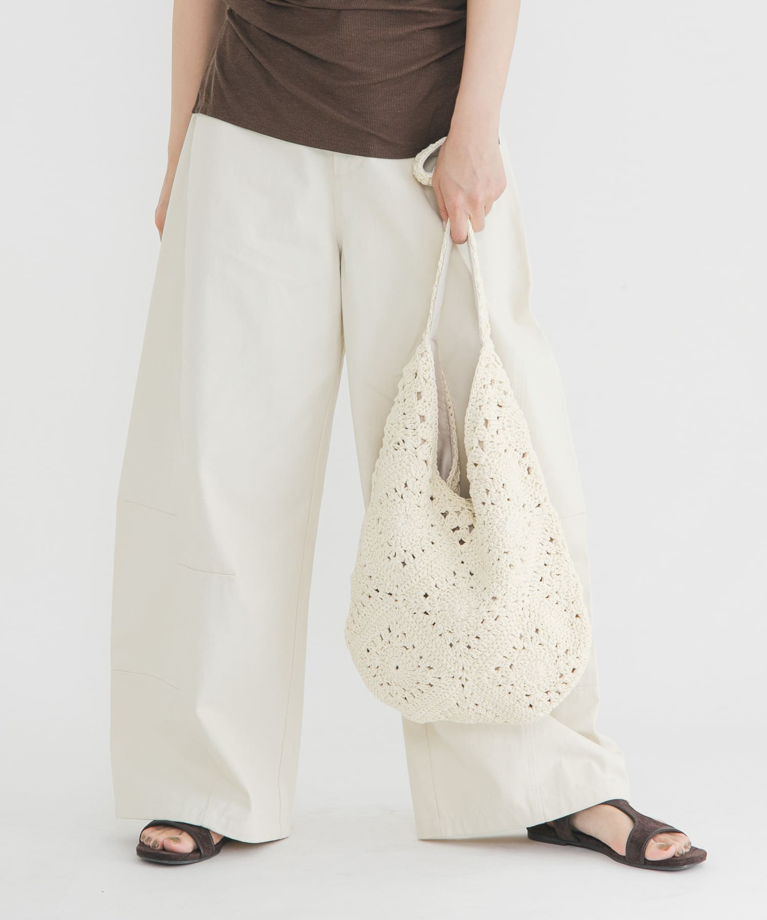 ラウンドパッチワークワンハンドルBAG IVORY One