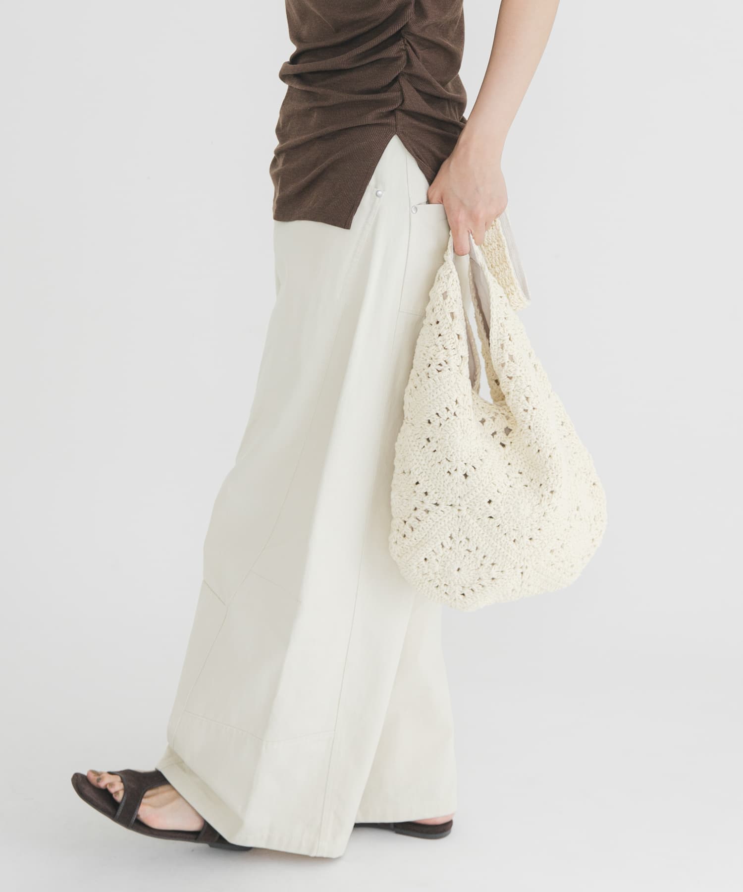 ラウンドパッチワークワンハンドルBAG IVORY One