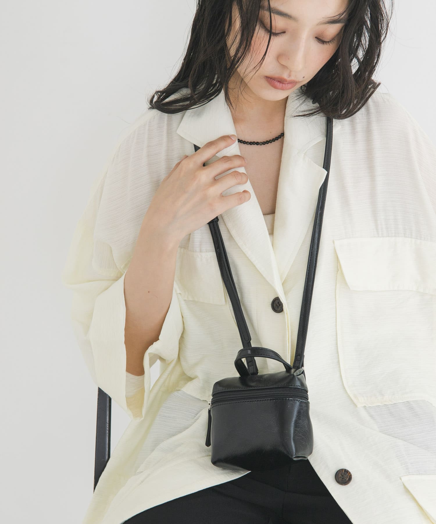 2WAYマイクロポーチBAG BLACK One