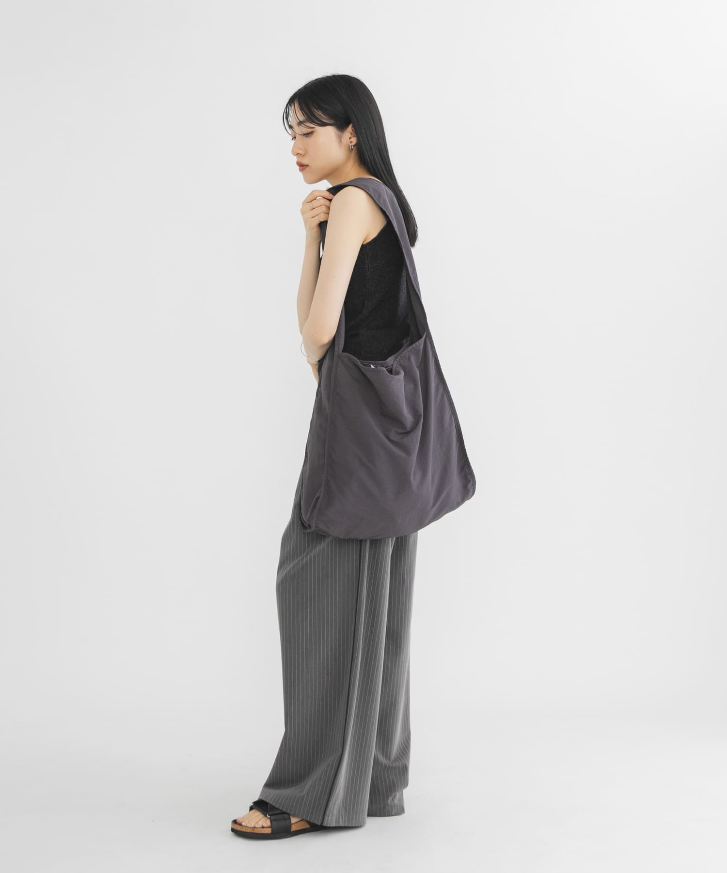 パイピングナイロンビッグBAG CHARCOAL One
