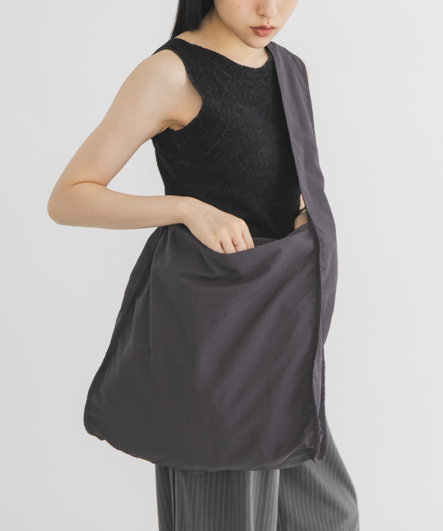 パイピングナイロンビッグBAG CHARCOAL One