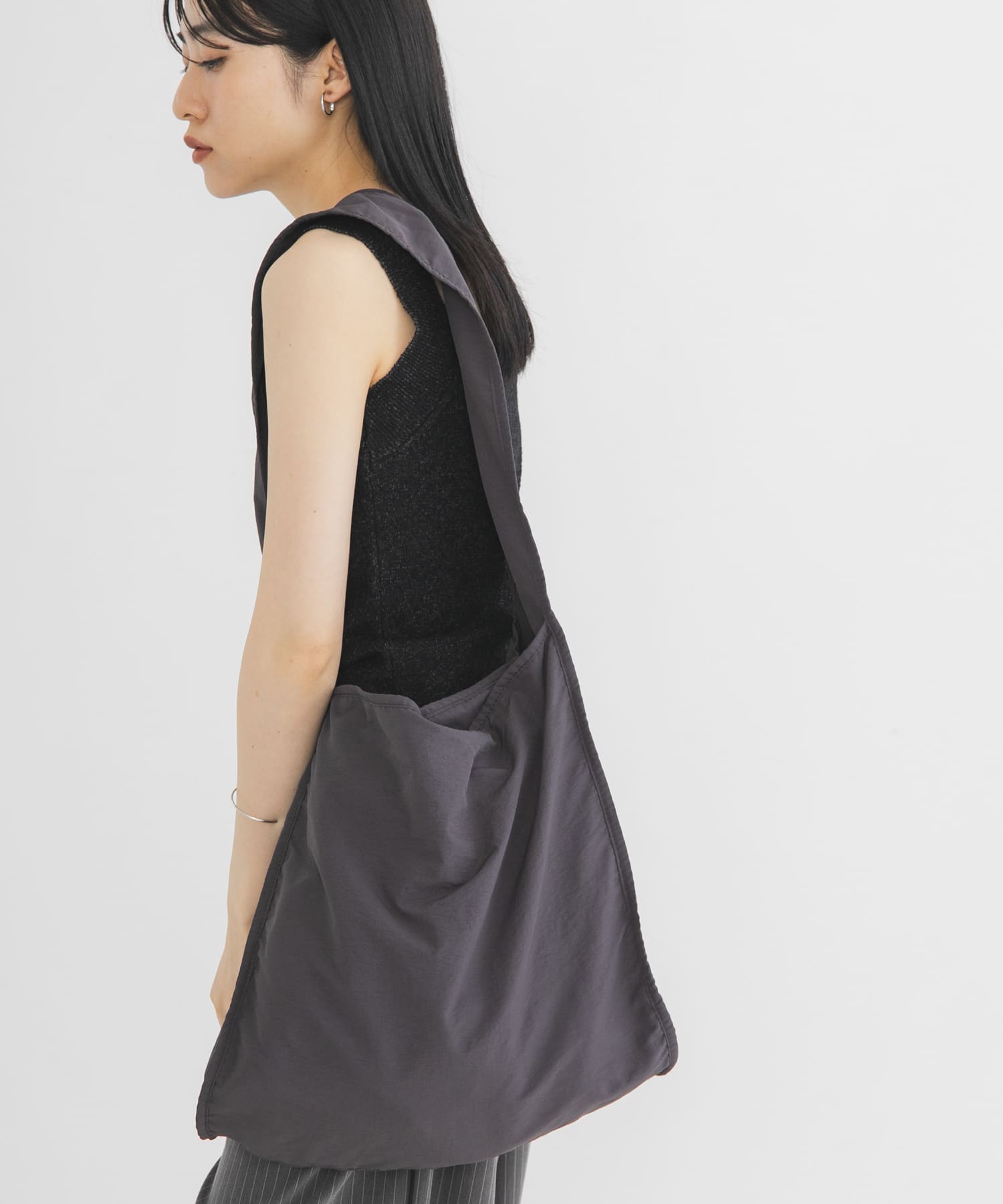 パイピングナイロンビッグBAG CHARCOAL One