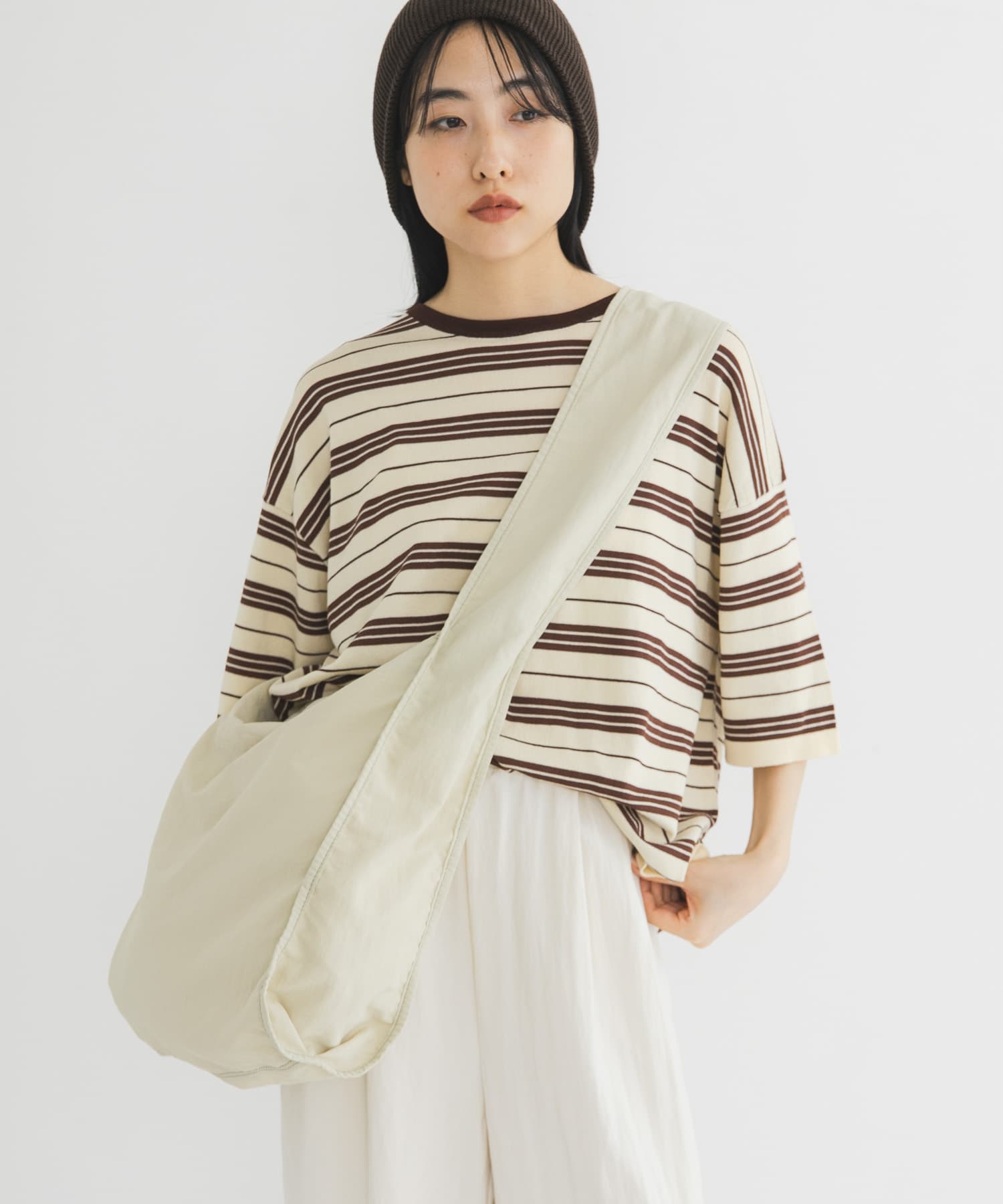 パイピングナイロンビッグBAG YEL BEIGE One