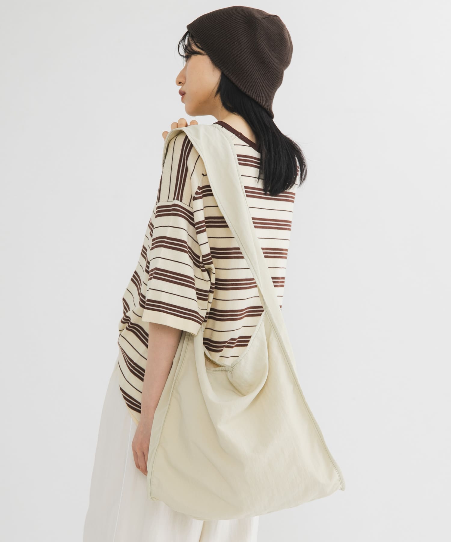パイピングナイロンビッグBAG YEL BEIGE One