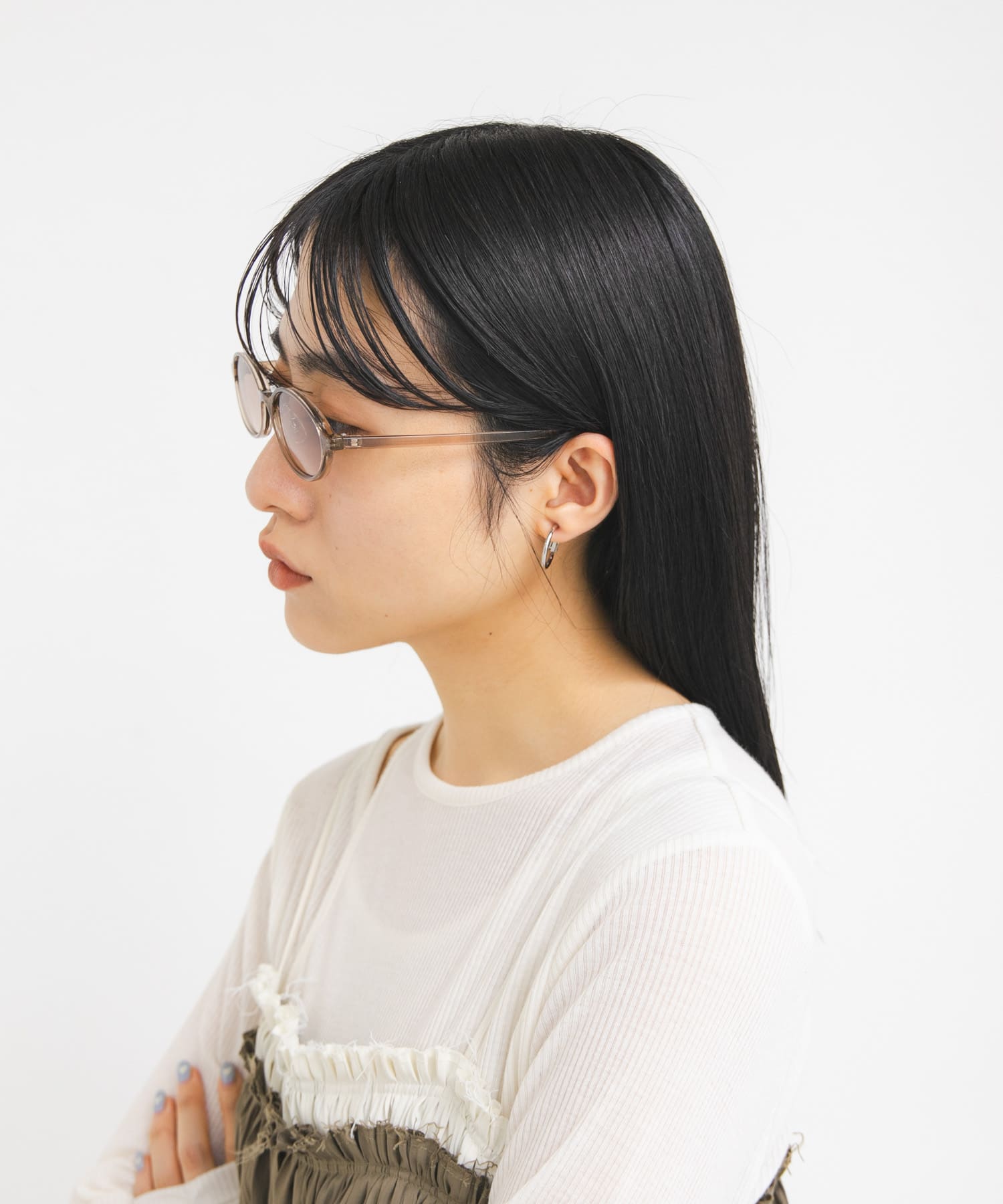 オーバルフレームサングラス BROWN One