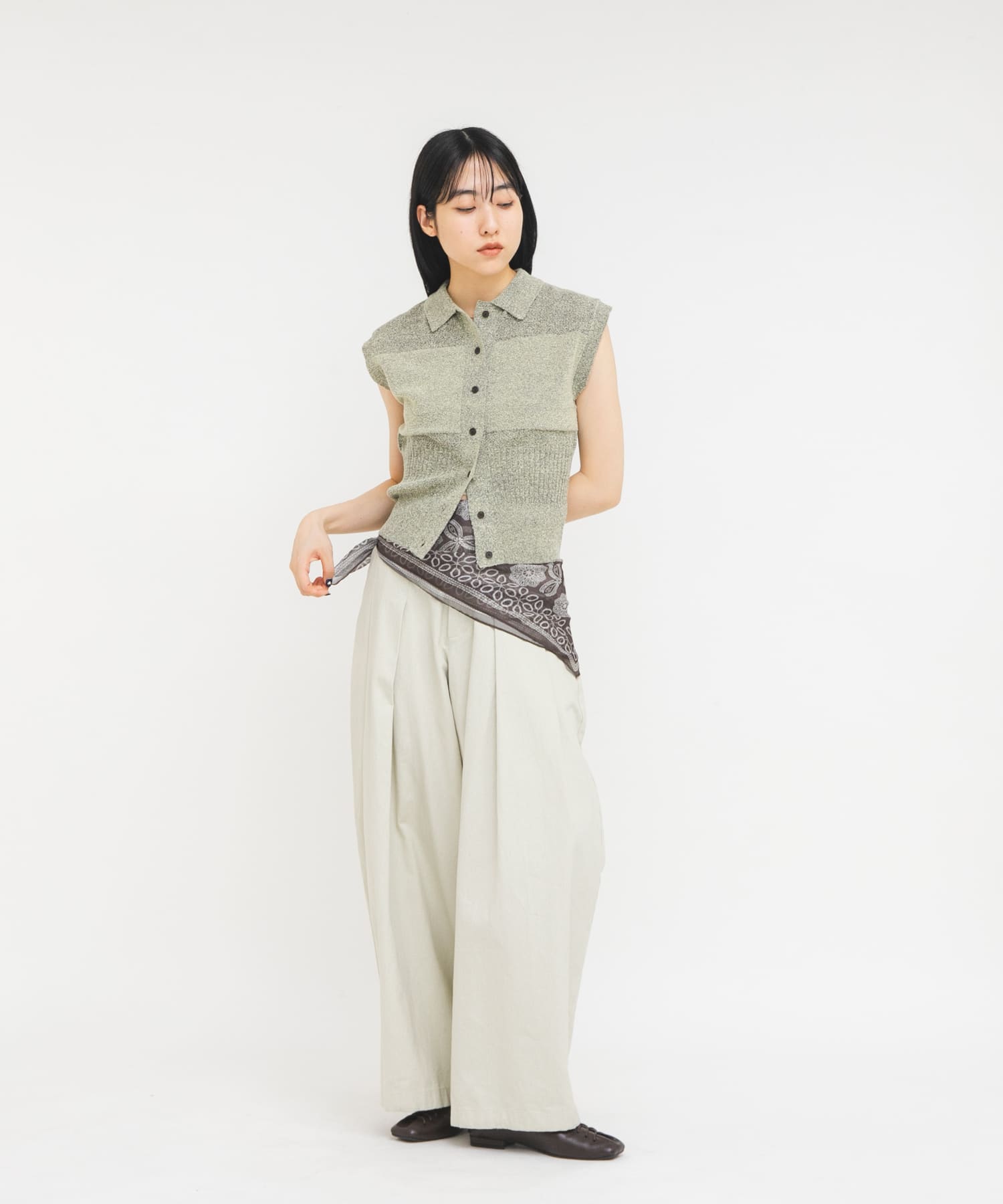シアーアソートスカーフ KHAKI One