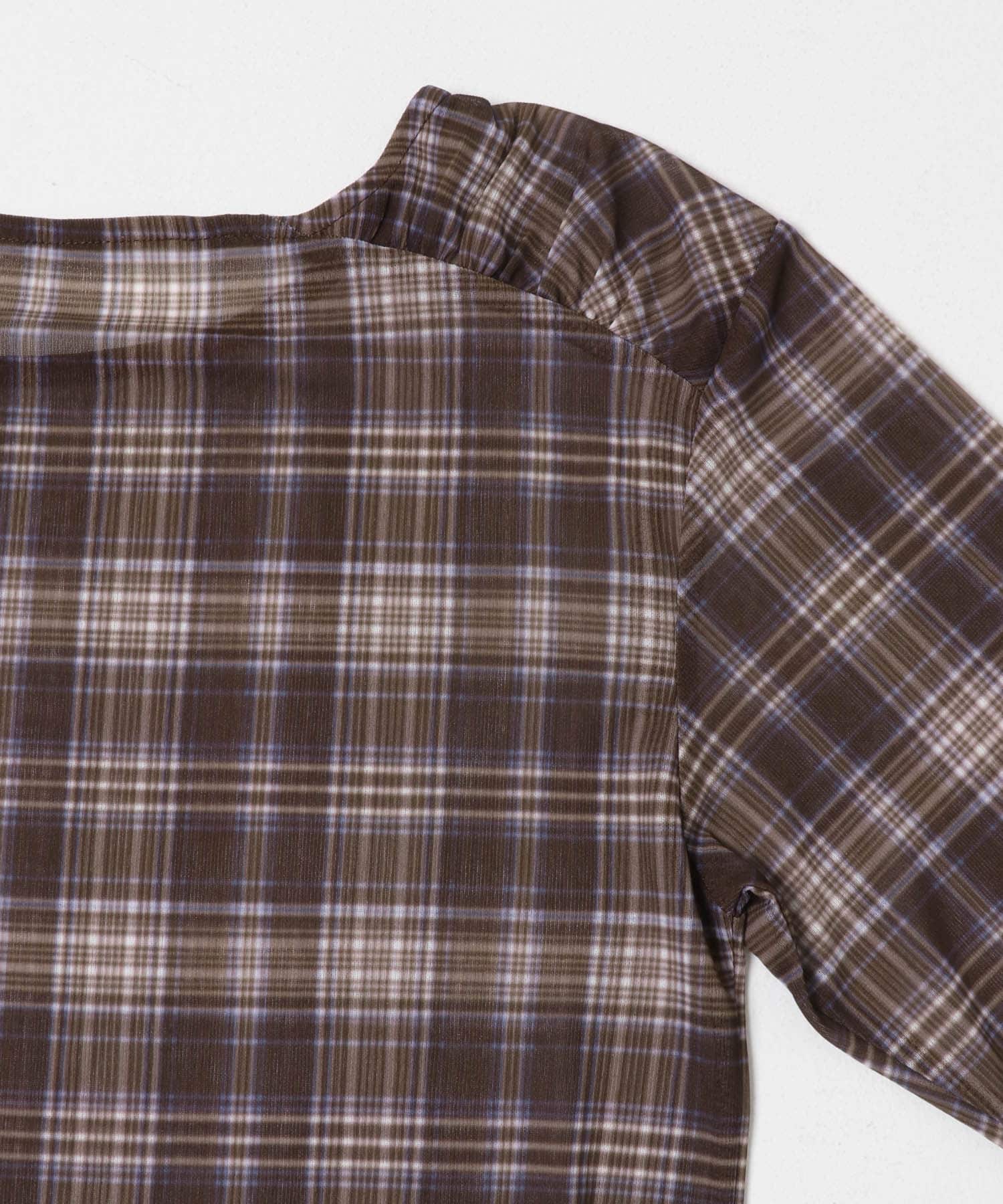 シアーギャザーロンTEE BROWNcheck One