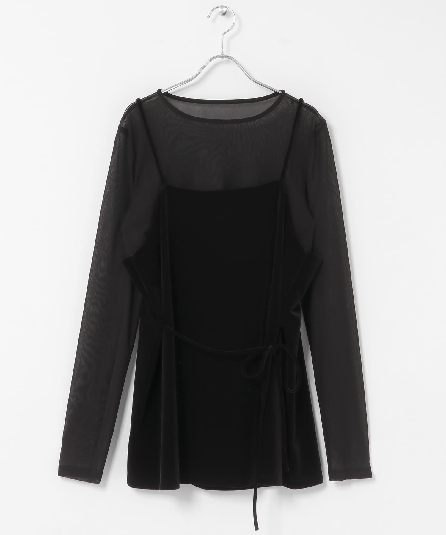 ベロアキャミソールSETシアートップス BLK×BLK One