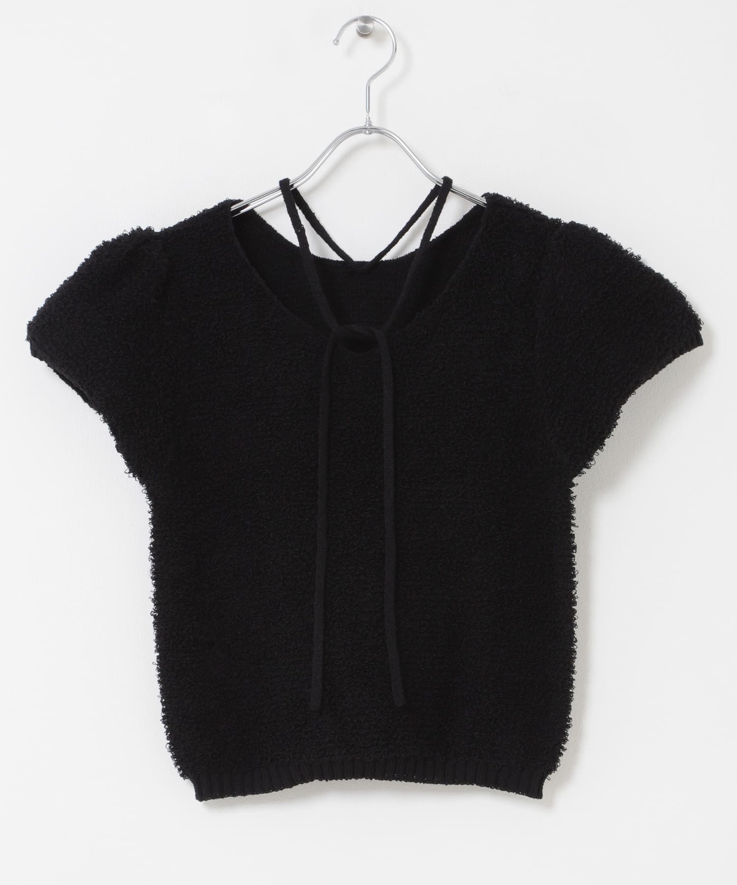 ループニットパフスリーブトップス BLACK One