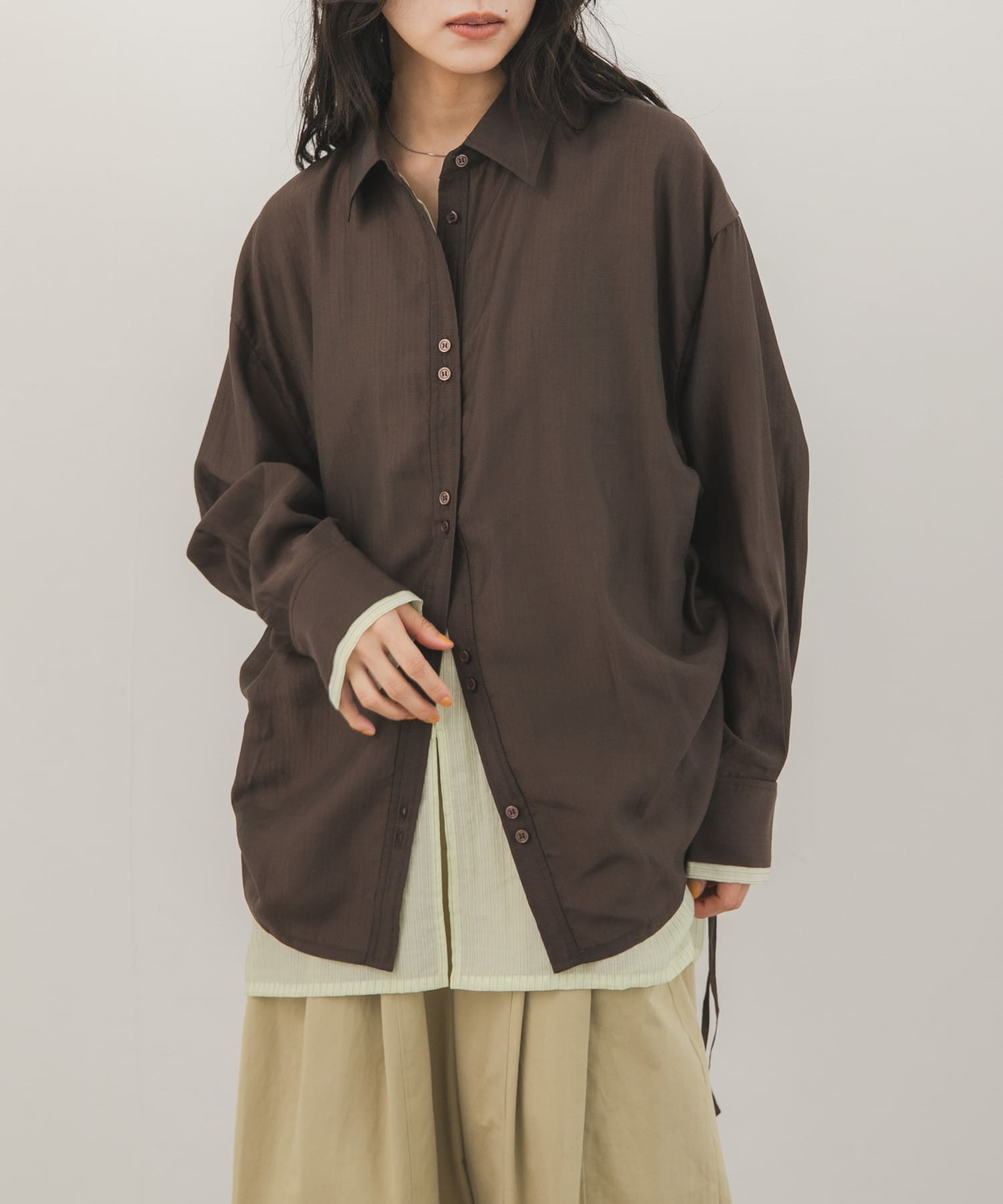 シアーストライプレイヤードシャツ(One BRN×GRN): トップス｜URBAN