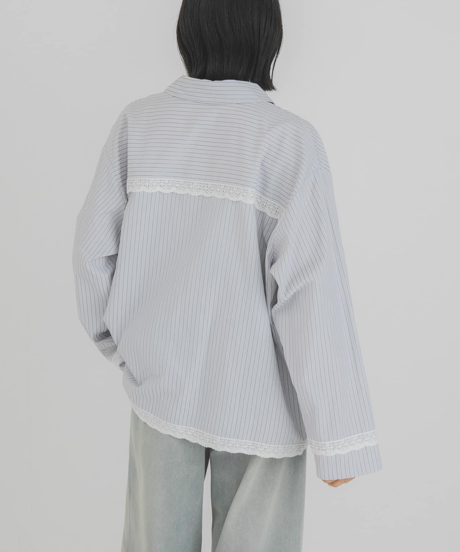 ♦お値下げ♦★もゆる★センソユニコ★グレー系 ストライプ襟変化お洒落なワンピース バテンレースストライプシャツ(One BROWN): トップス｜URBAN RESEARCH