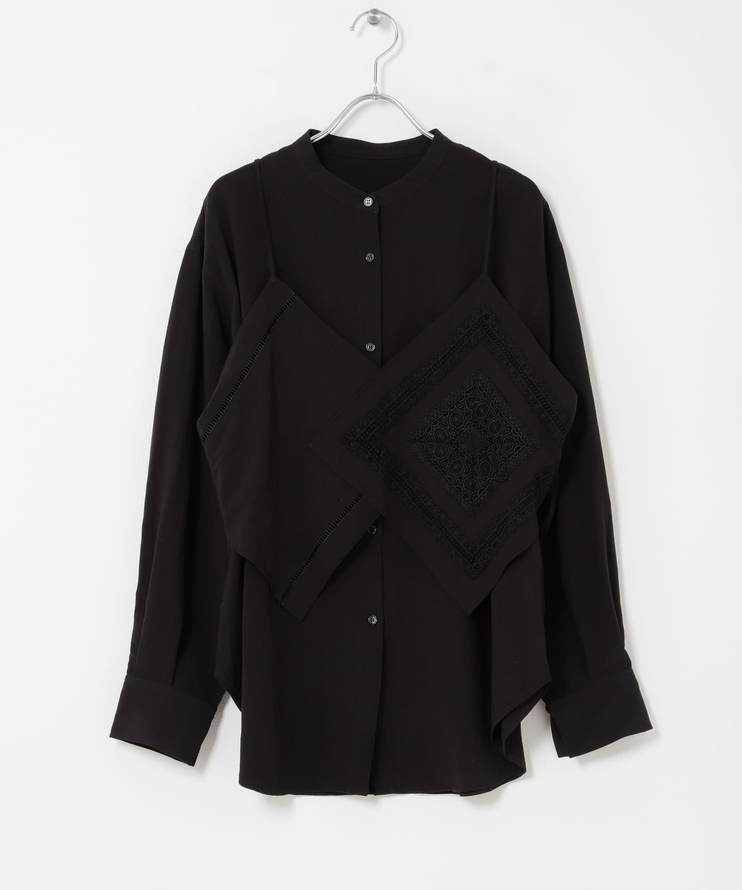 ハンカチーフビスチェSETシャツ BLACK One
