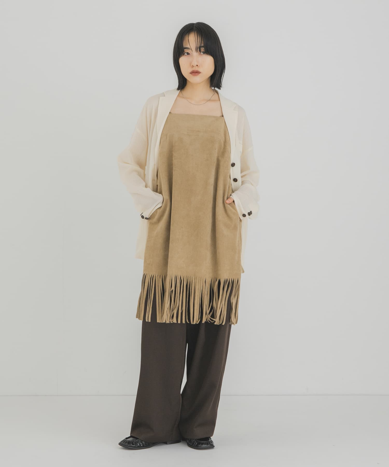 ピーチスキンフリンジキャミワンピース(One BEIGE): ワンピース｜URBAN