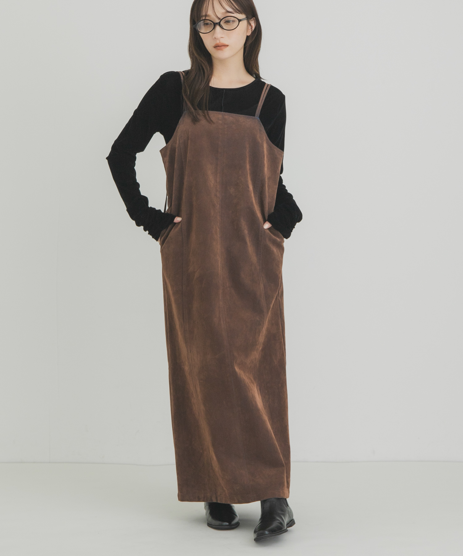 フロッキーデニムキャミワンピース(One BROWN): ワンピース｜URBAN