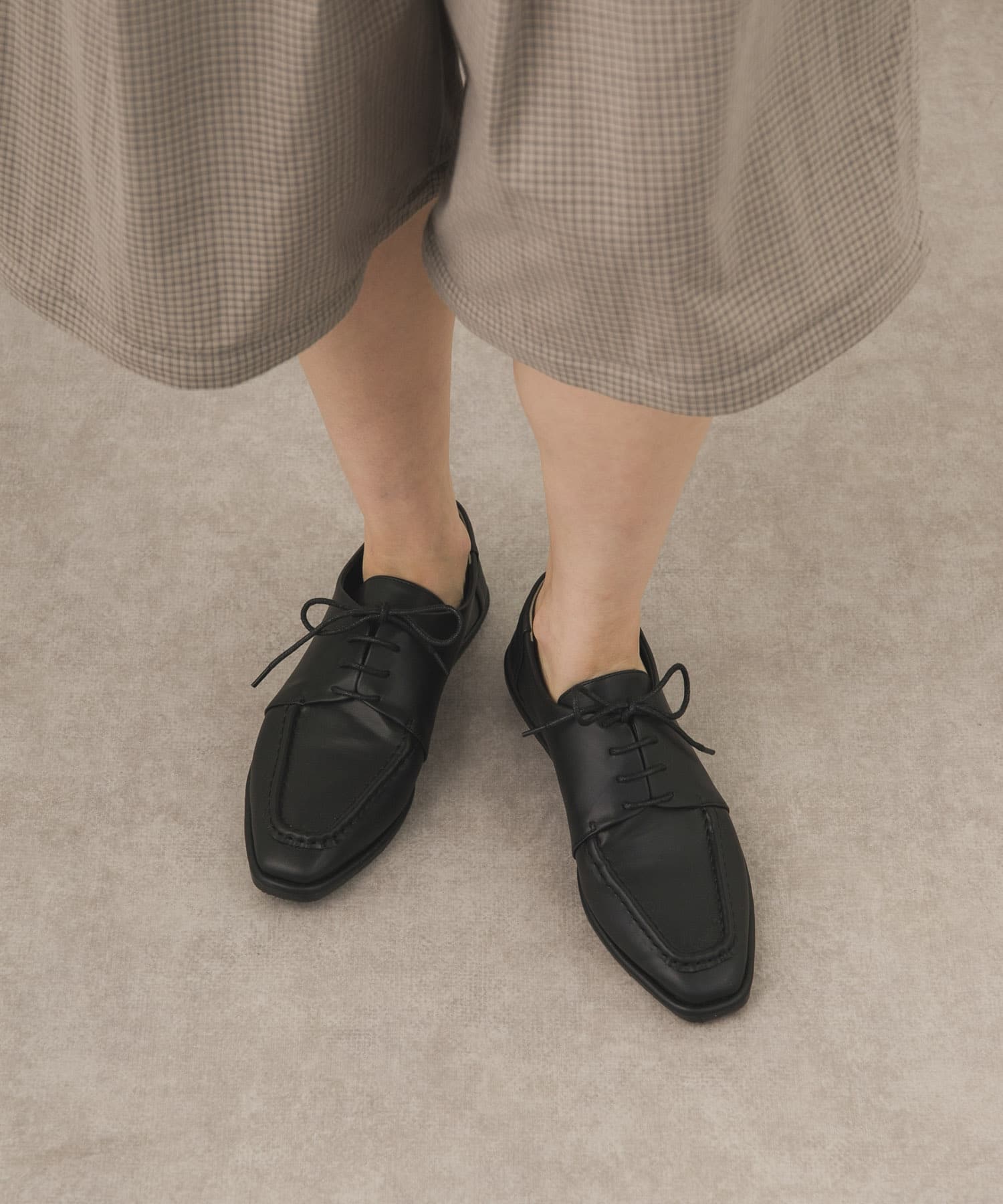 レースアップフラットシューズ BLACK 37