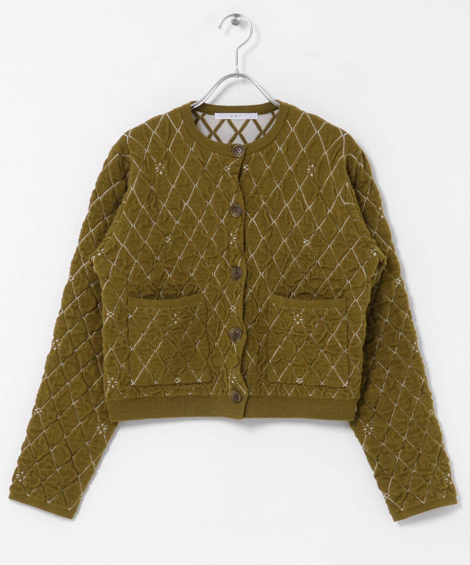 キルティングショートカーディガン OLIVE One