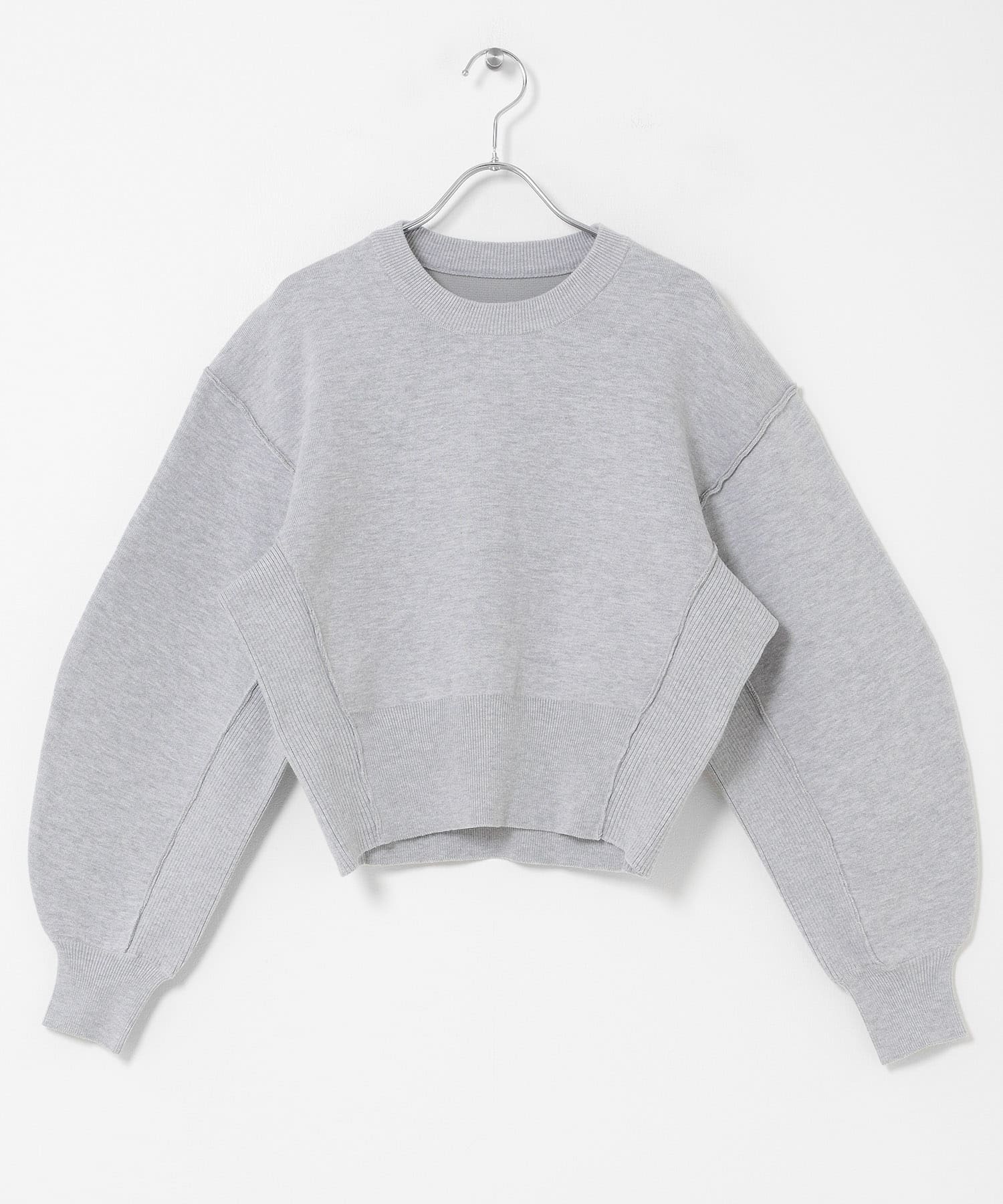 『WEB限定』スウェットライクニット TOP GRAY One