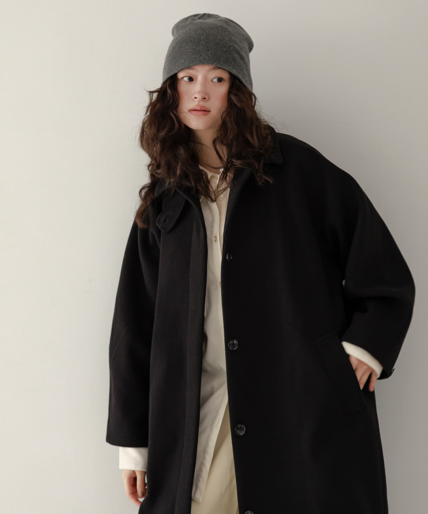 ステンカラーコクーンロングコート(36 BLACK): アウター｜URBAN