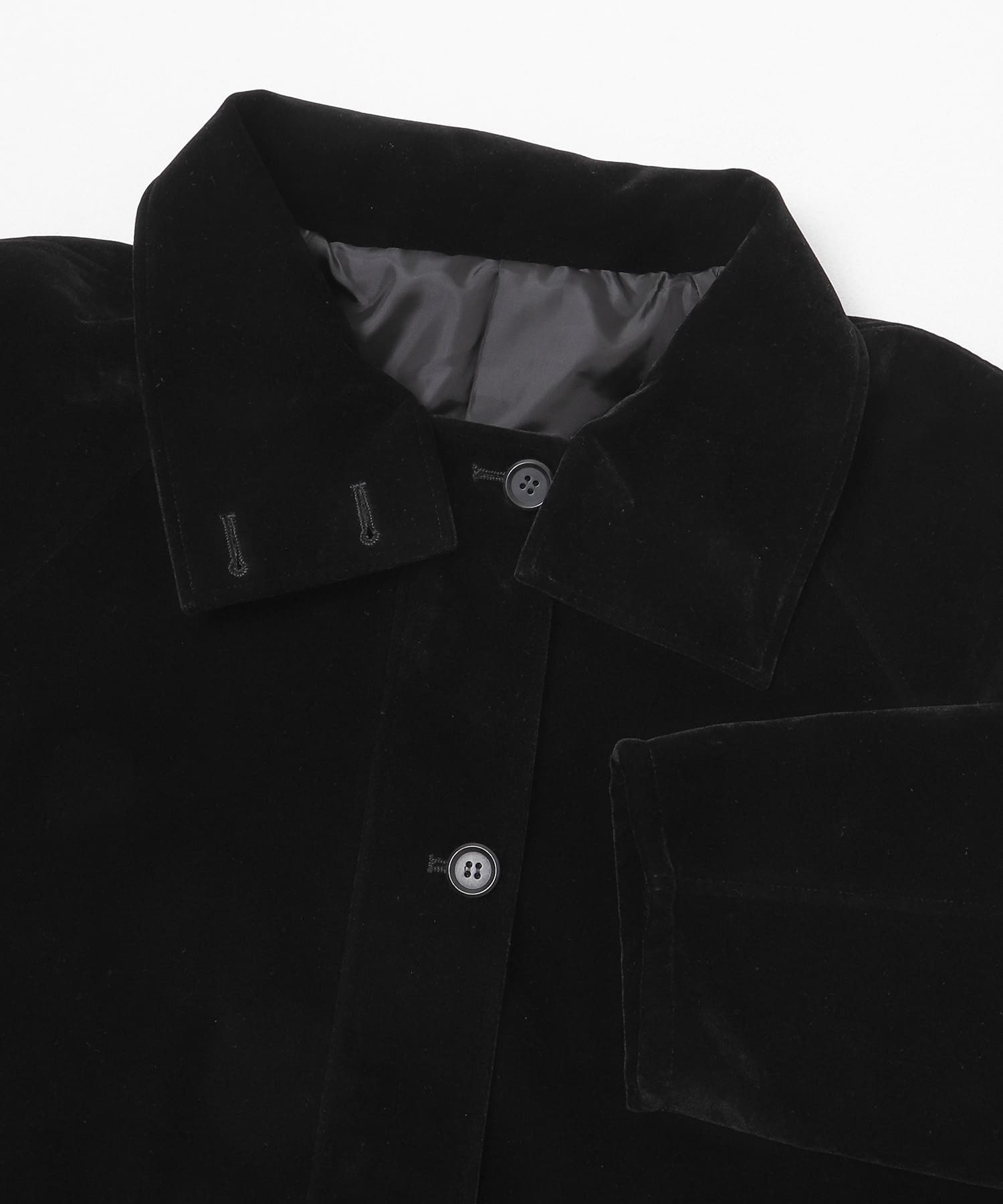 ハイネックベロアミドルジャケット BLACK One