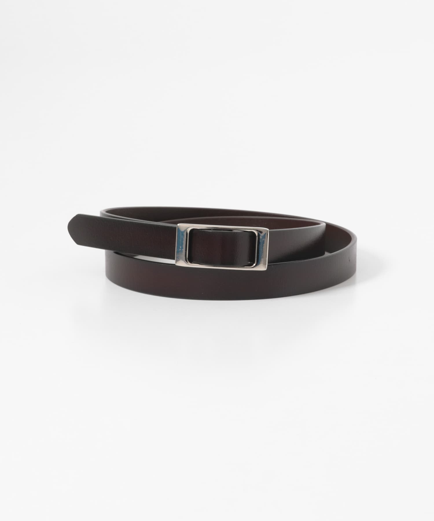スクエアバックルレザーベルト D.BROWN One