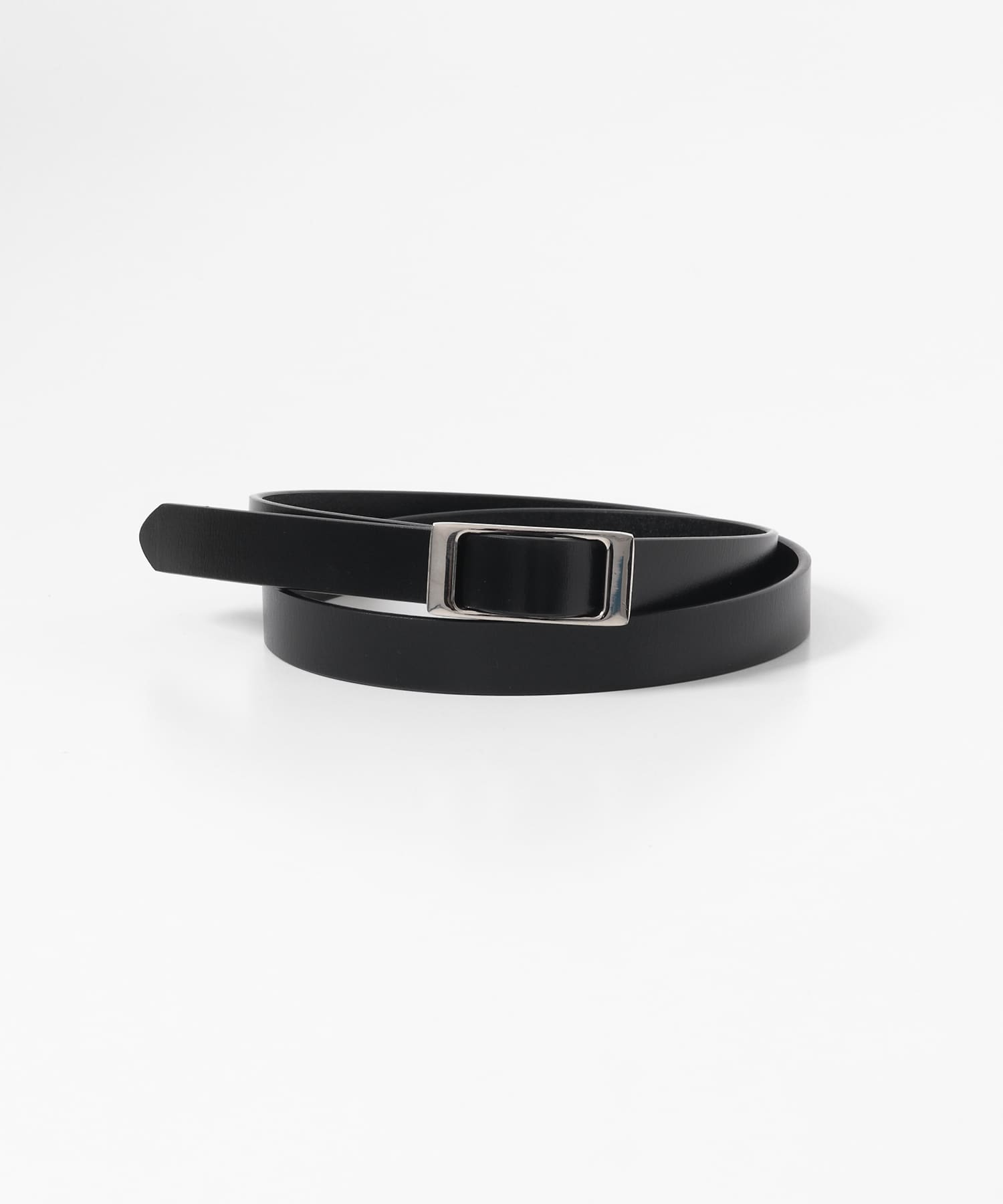 スクエアバックルレザーベルト BLACK One