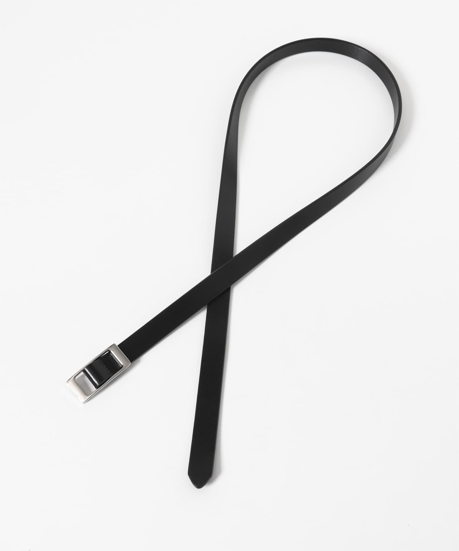 スクエアバックルレザーベルト BLACK One