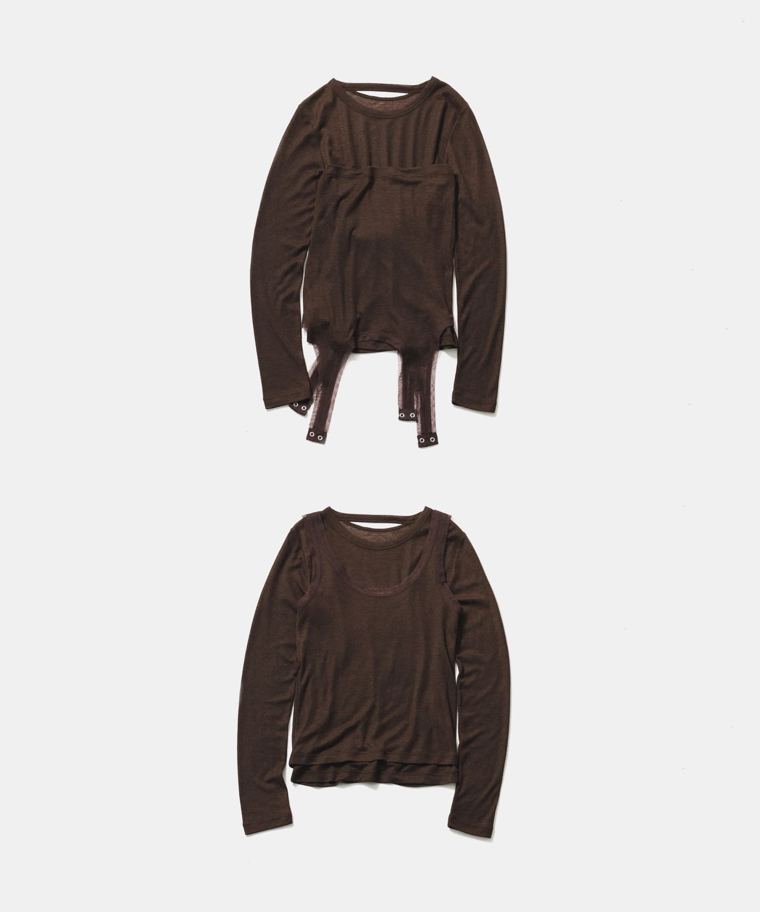 layered piping tee チョコレート Free