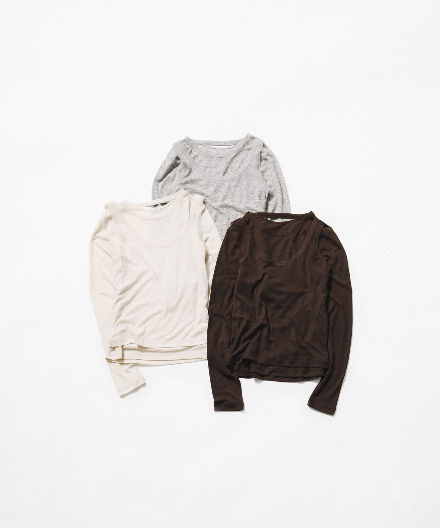 layered piping tee チョコレート Free