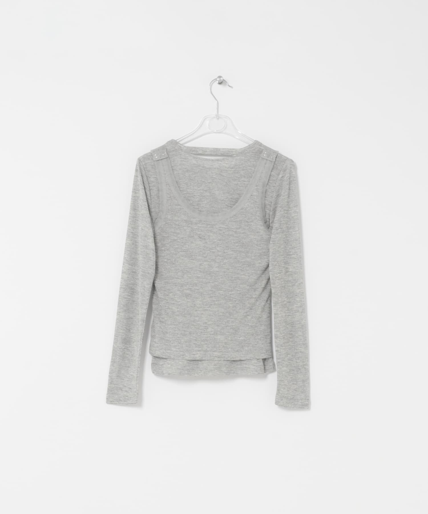 layered piping tee ネズミ Free