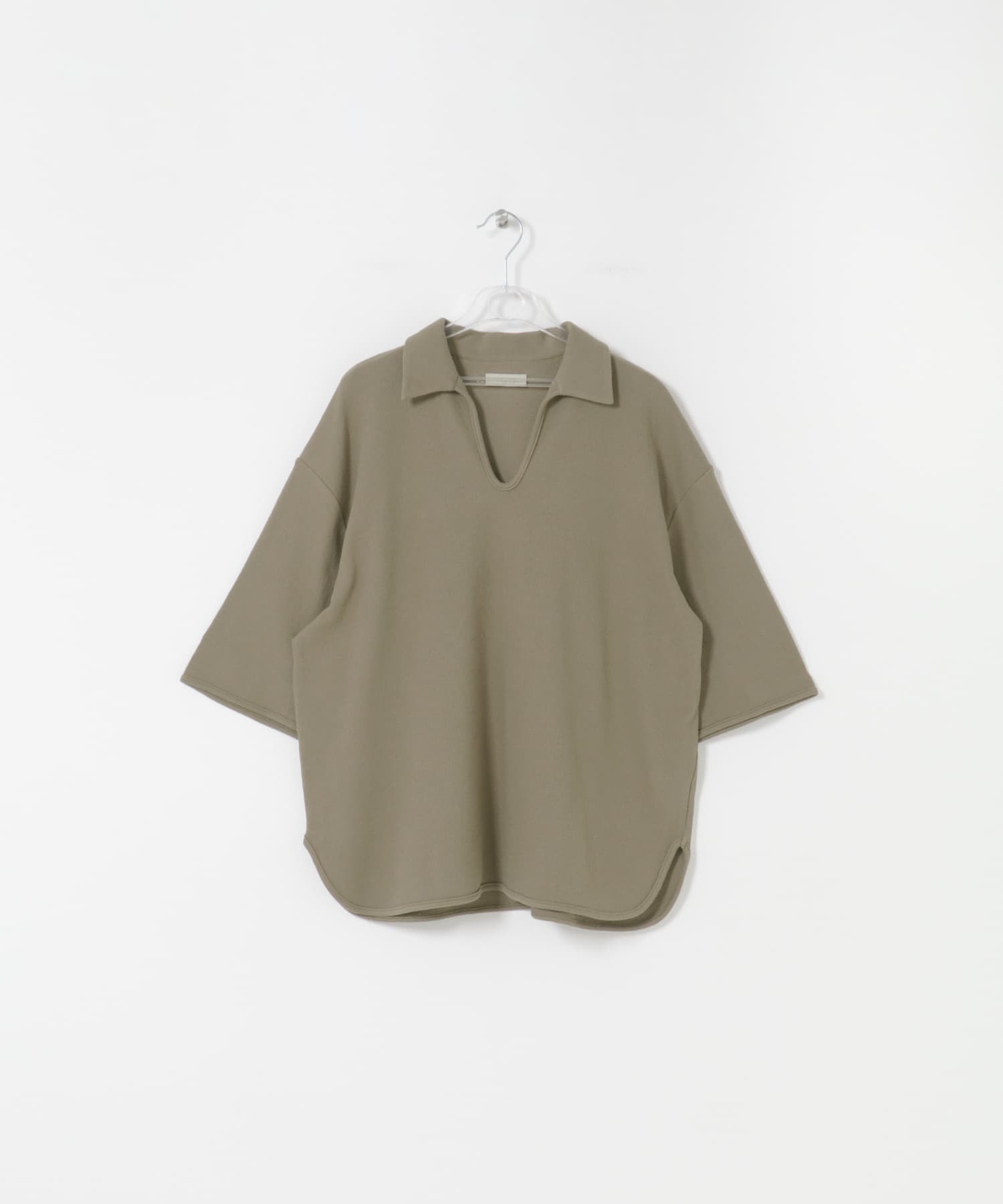 open collared tee モス Free
