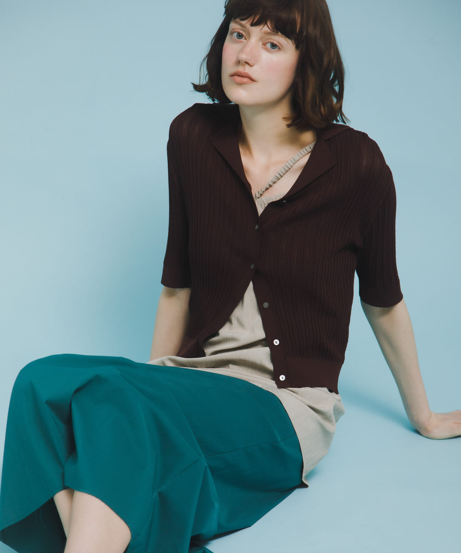 knit polo cardigan