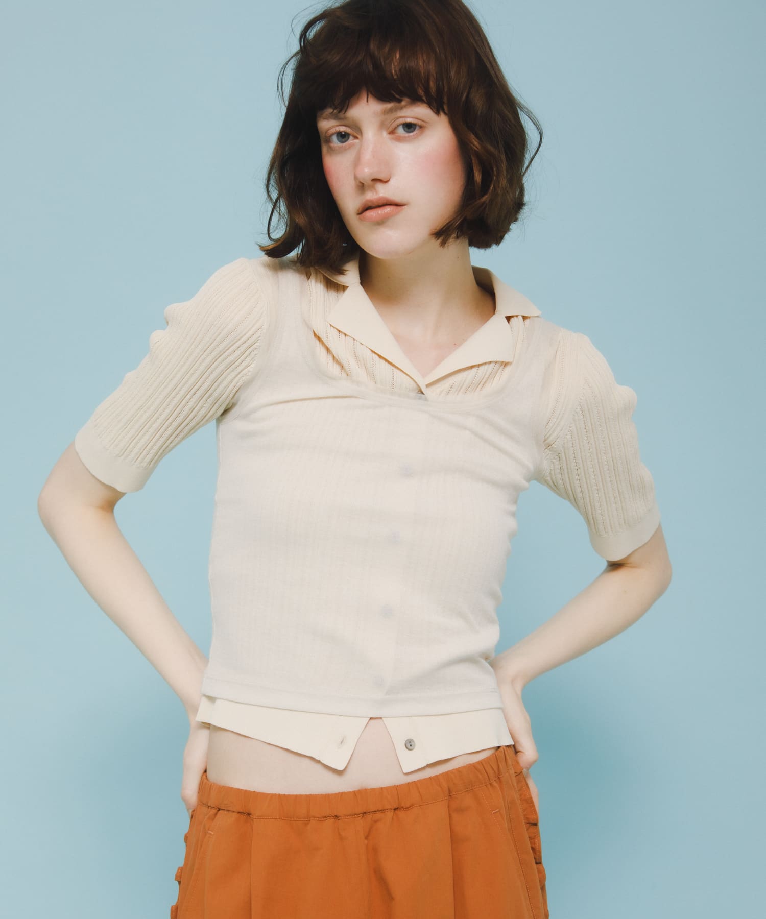 knit polo cardigan