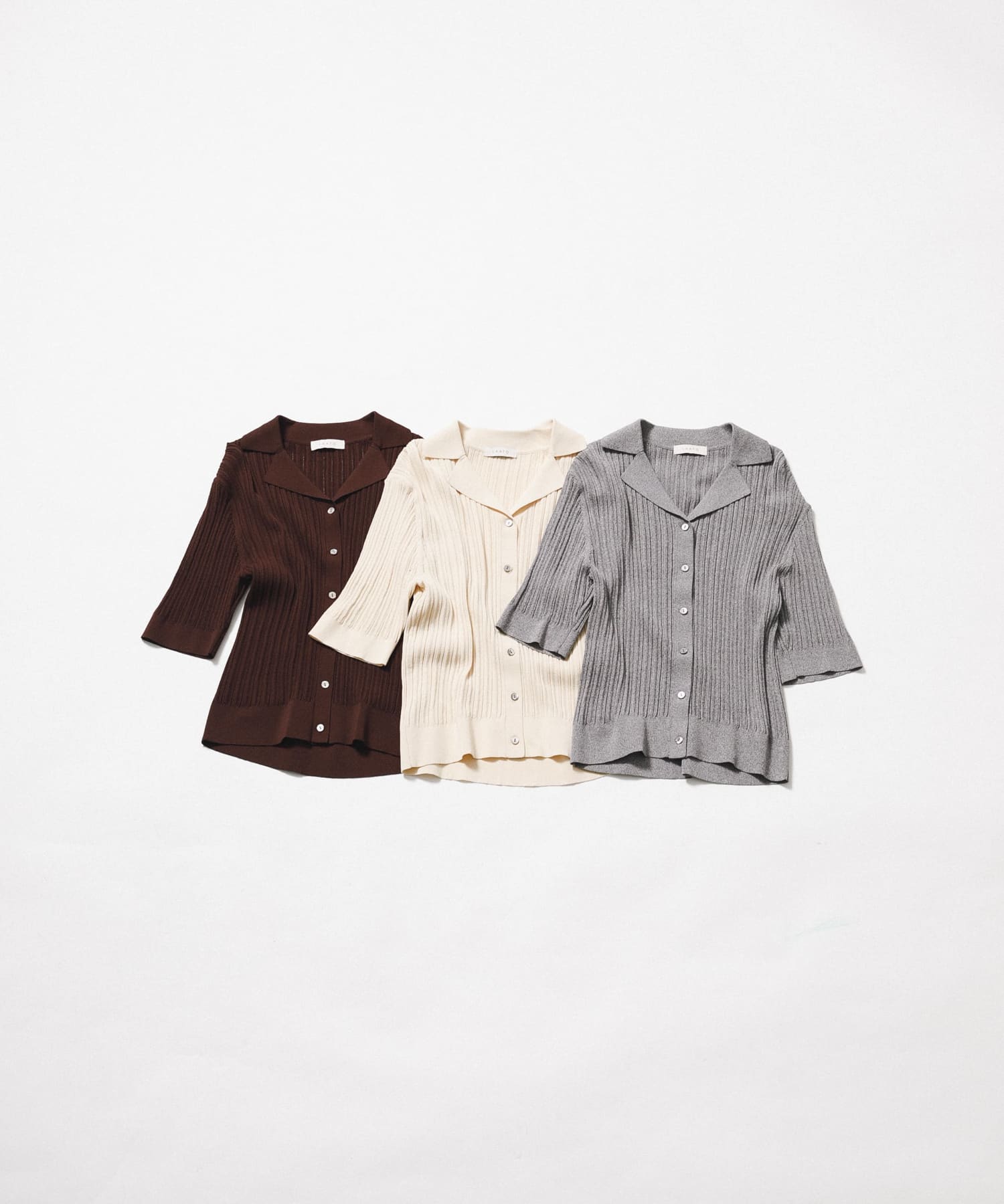 knit polo cardigan ネズミ Free