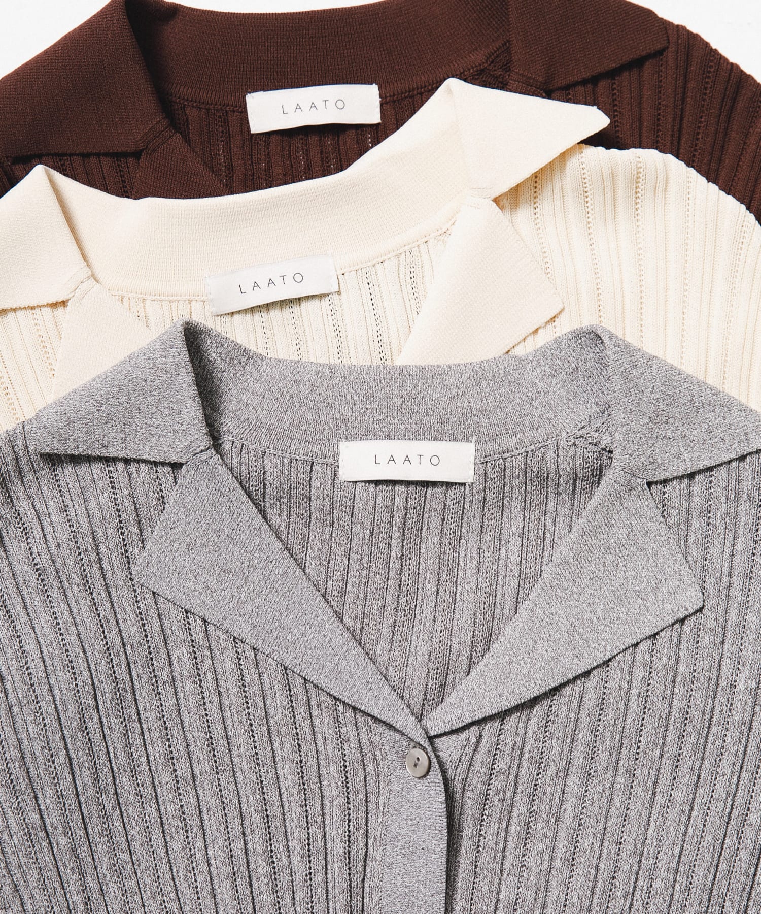 knit polo cardigan ネズミ Free