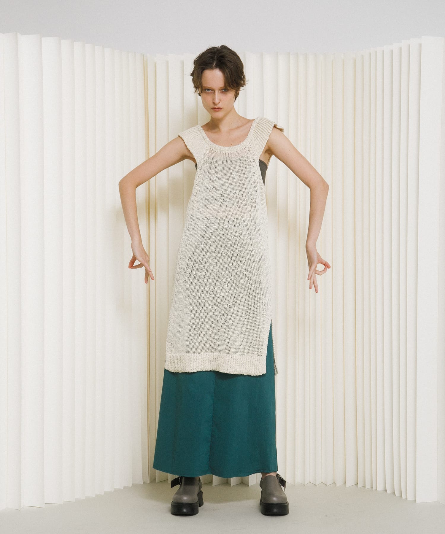 knit frill tunic