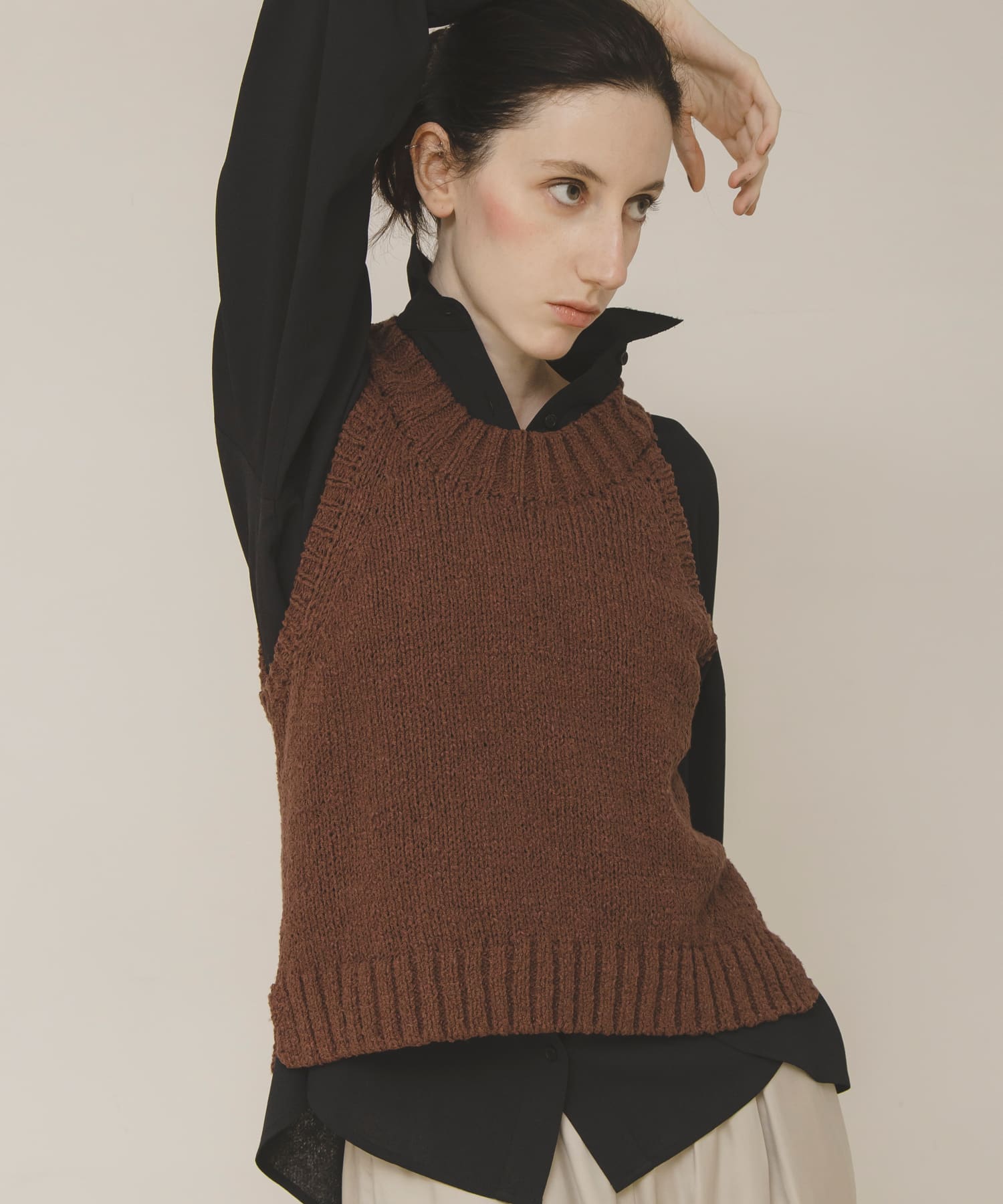mix knit vest