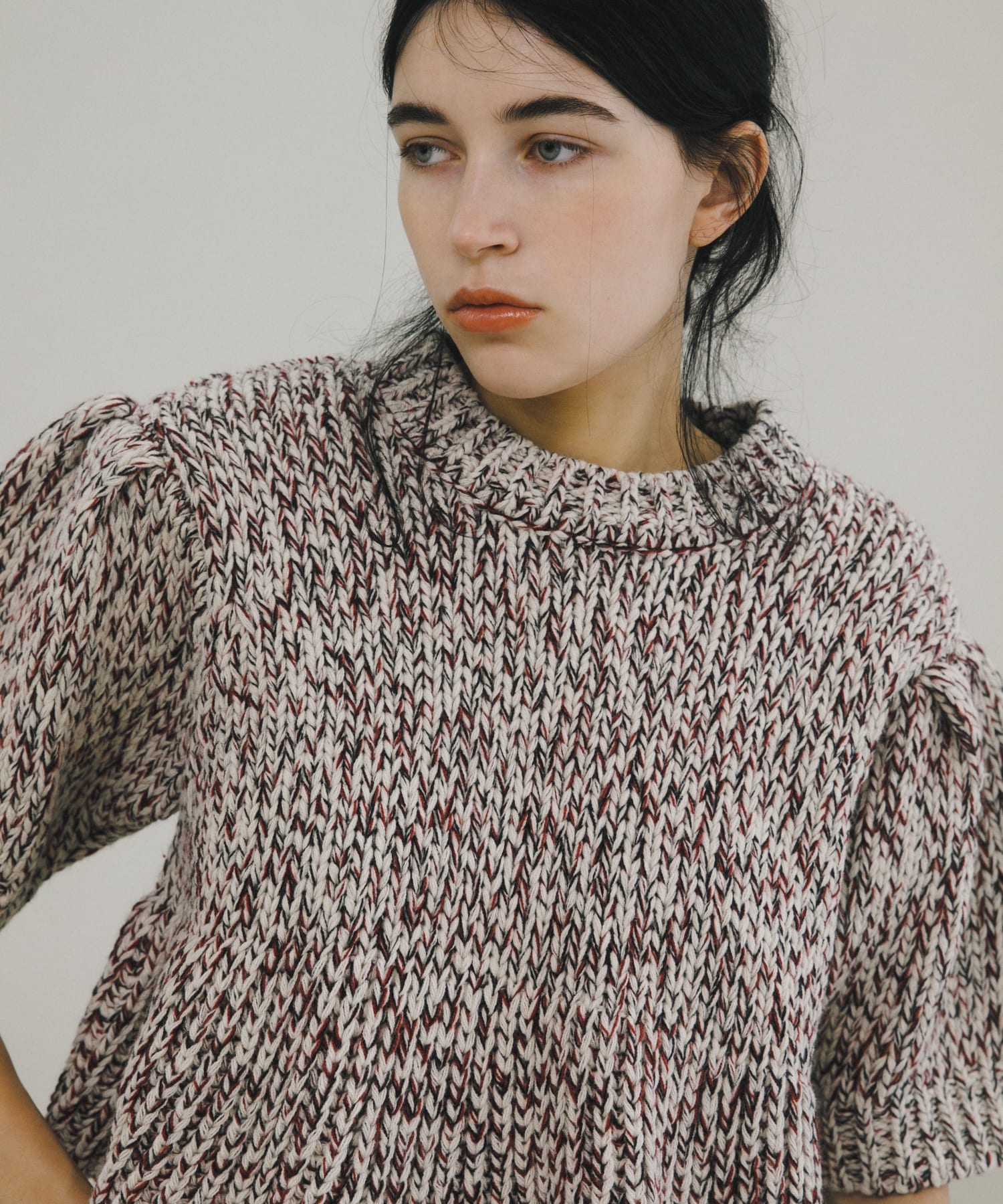 mix yarn frill knit
