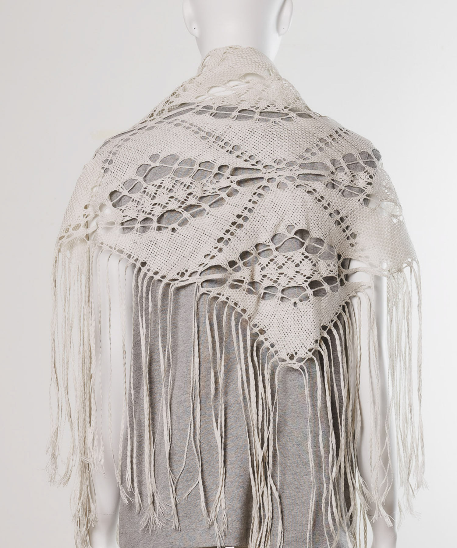 ASAUCE MELER　ギマコットントライアングルレースストール IceWhite One