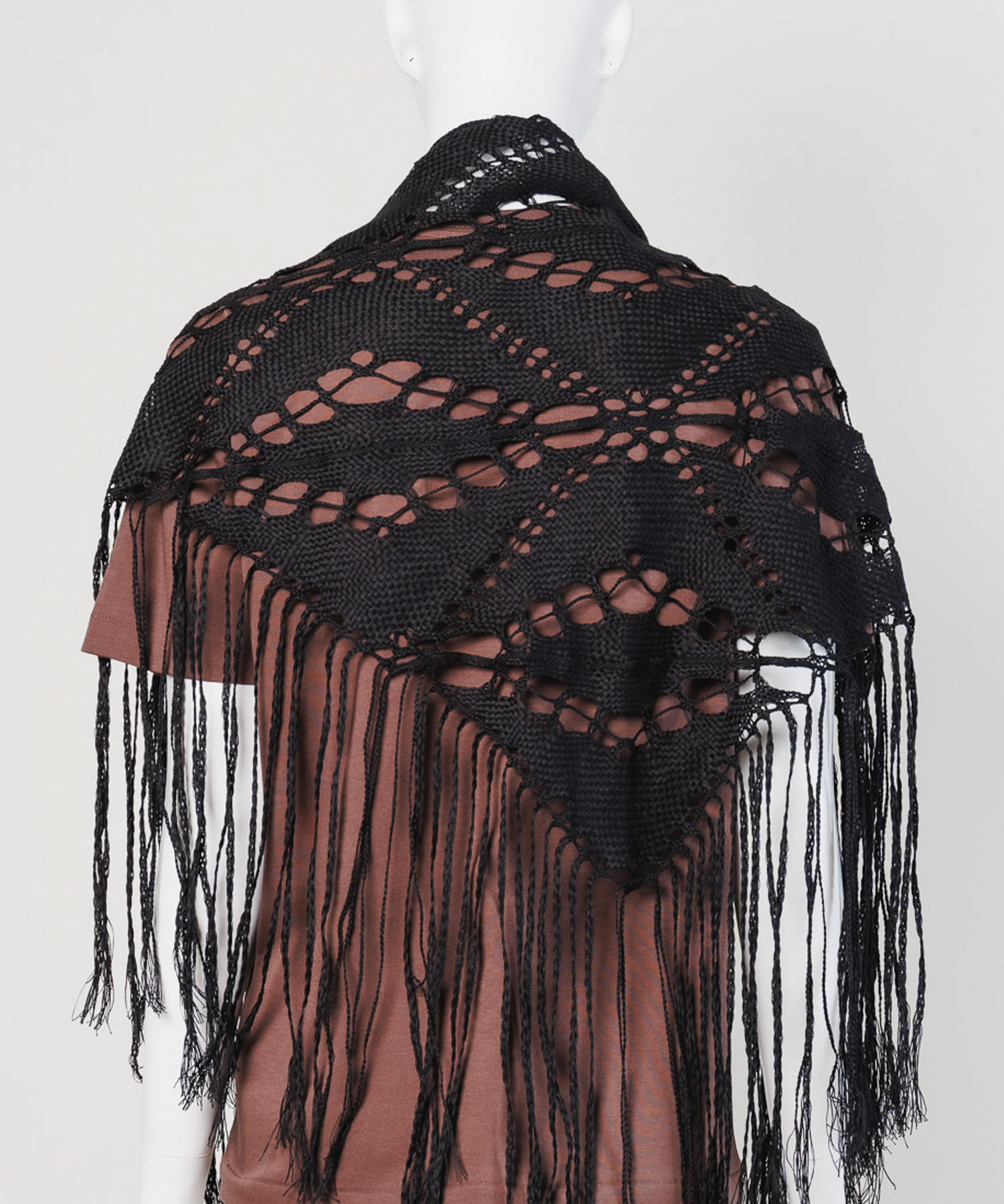 ASAUCE MELER　ギマコットントライアングルレースストール Black One