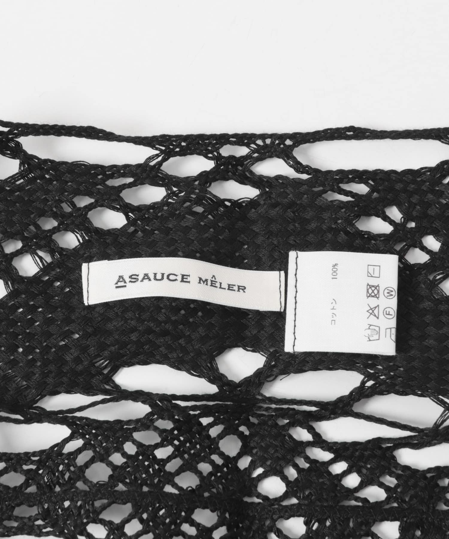 ASAUCE MELER　ギマコットントライアングルレースストール Black One