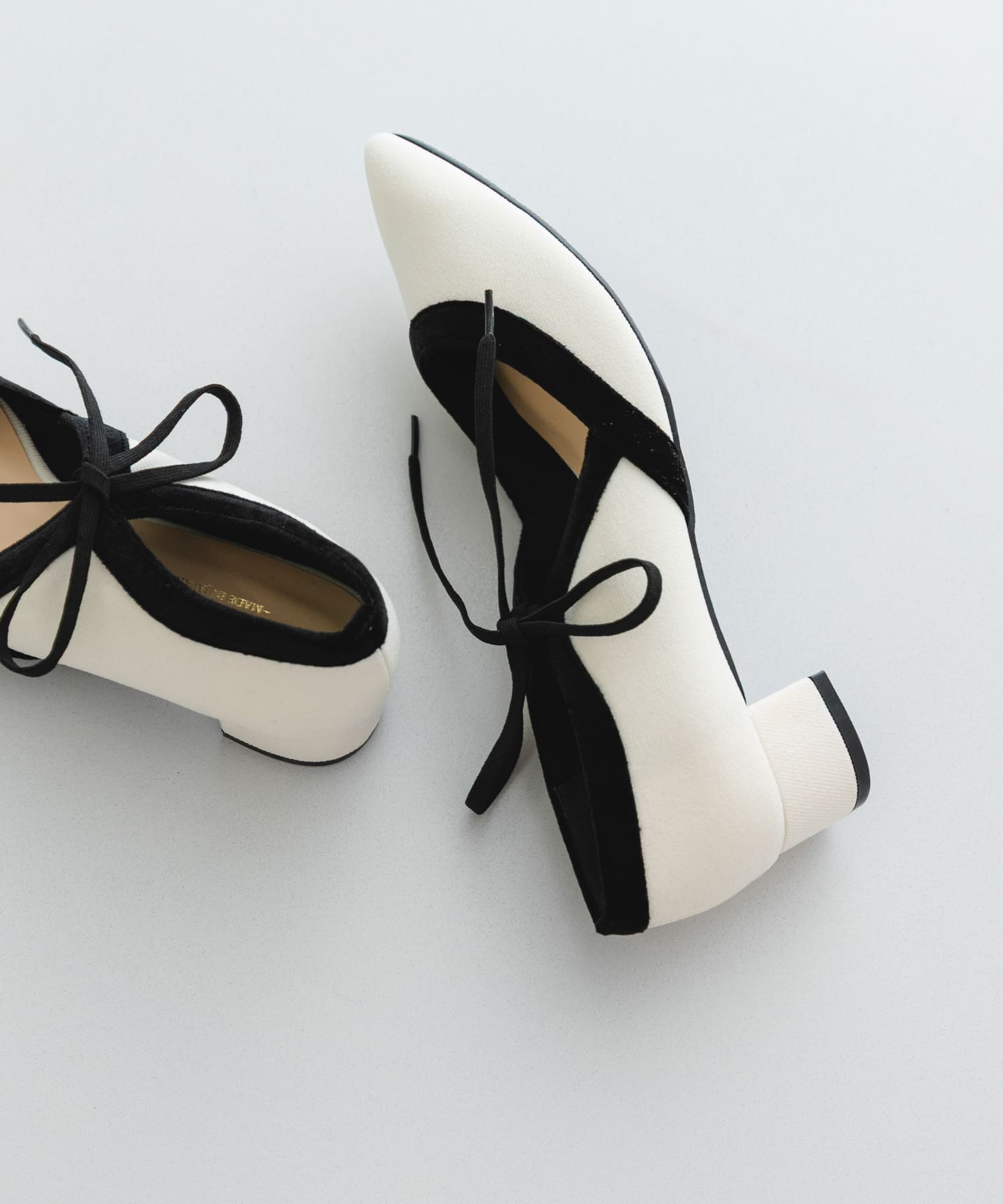 『MADE IN JAPAN』 3センチヒールリボンパンプス OFFxBLK 36